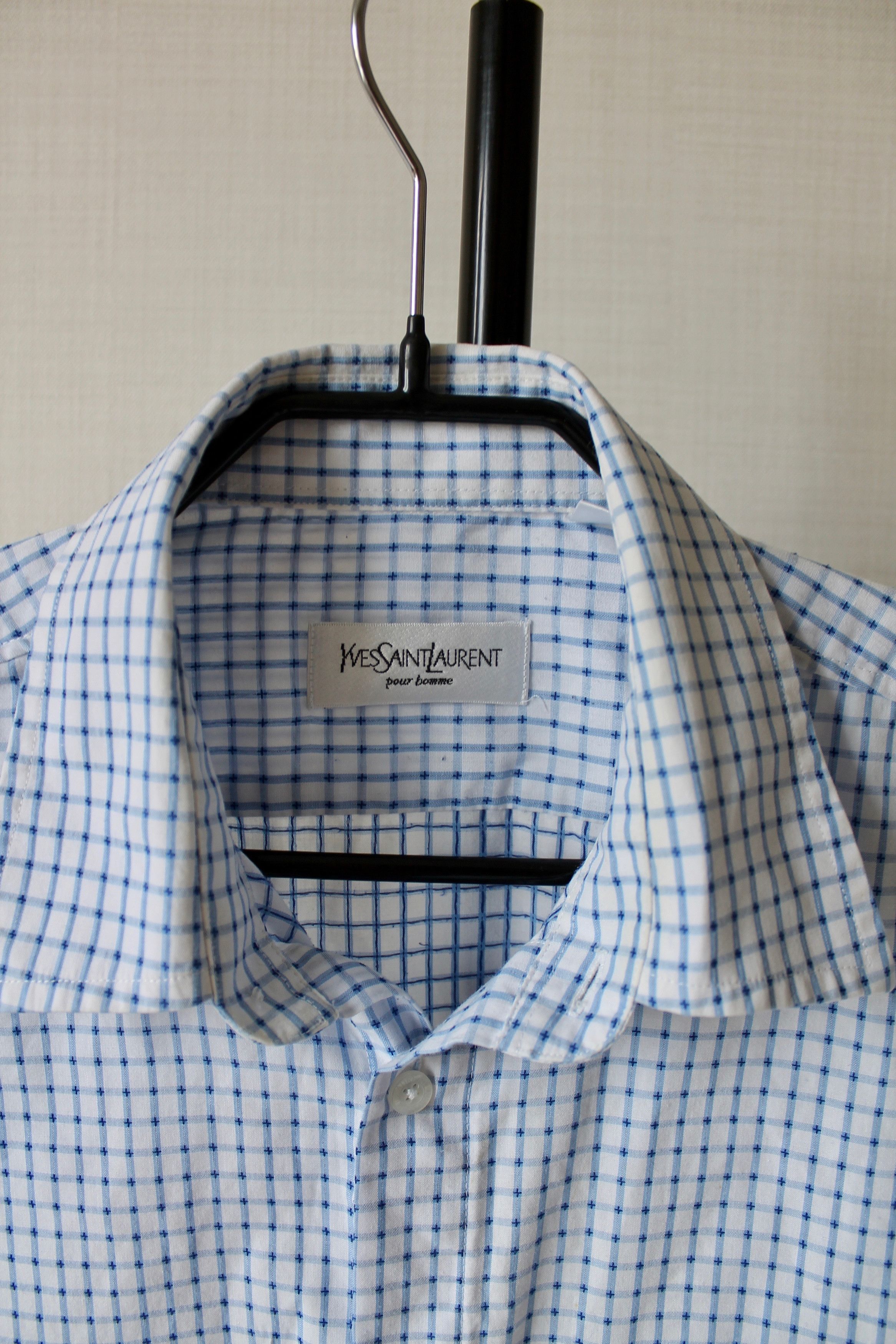Vintage 90's Yves Saint Laurent Shirt short Sleeve Blue Size US M / EU 48-50 / 2 - 3 Thumbnail