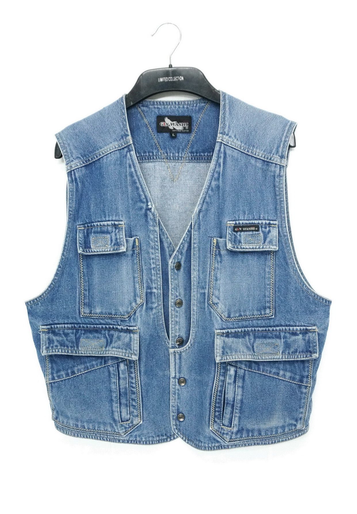 Japanese Brand Vintage Japan GIN WASHI Tactical Denim Vest Size US M / EU 48-50 / 2 - 1 Thumbnail
