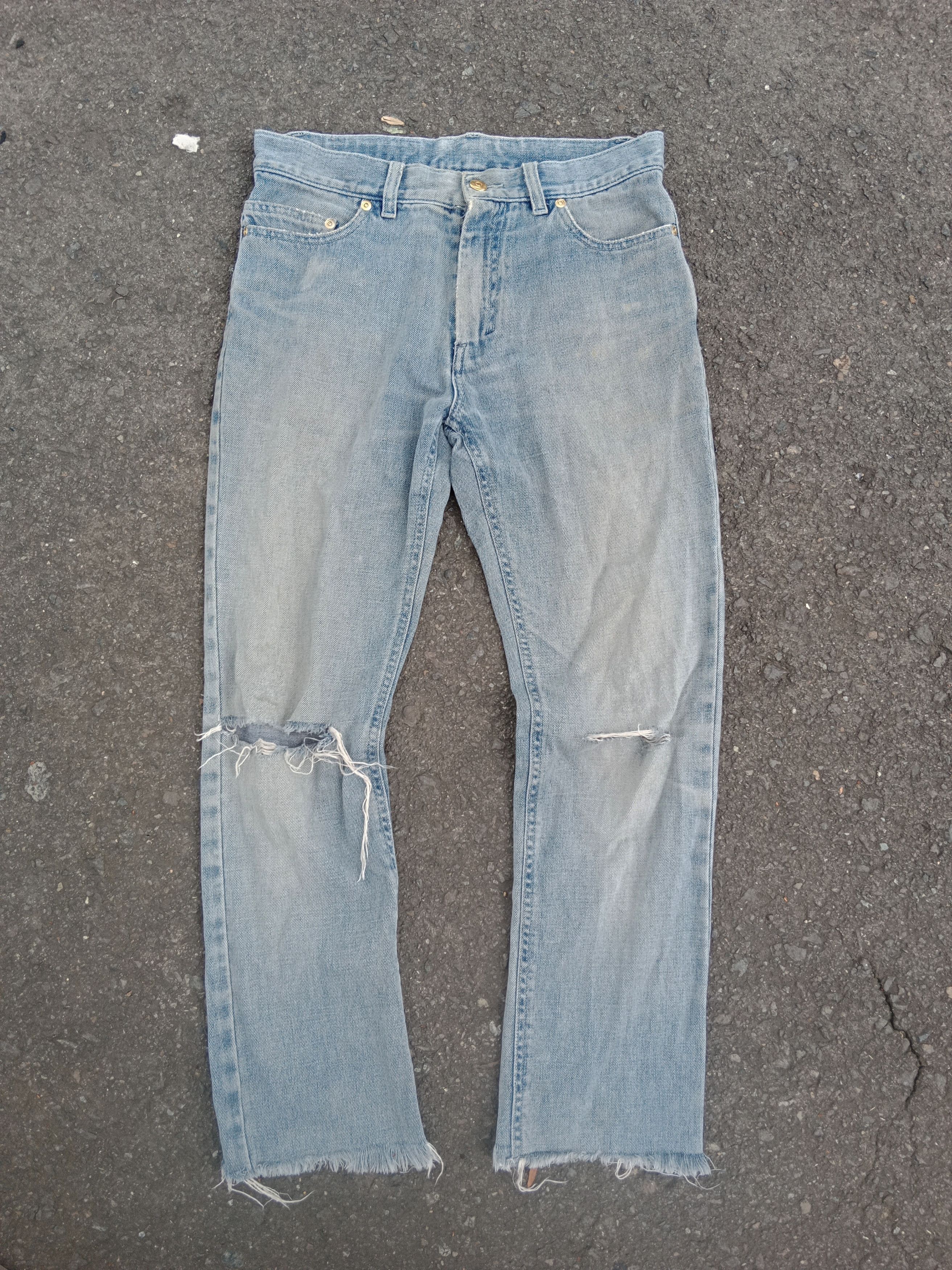 image of YVES Saint Laurent Vintage Distressed YSL Jeans in Blue, Men's (Size 31)