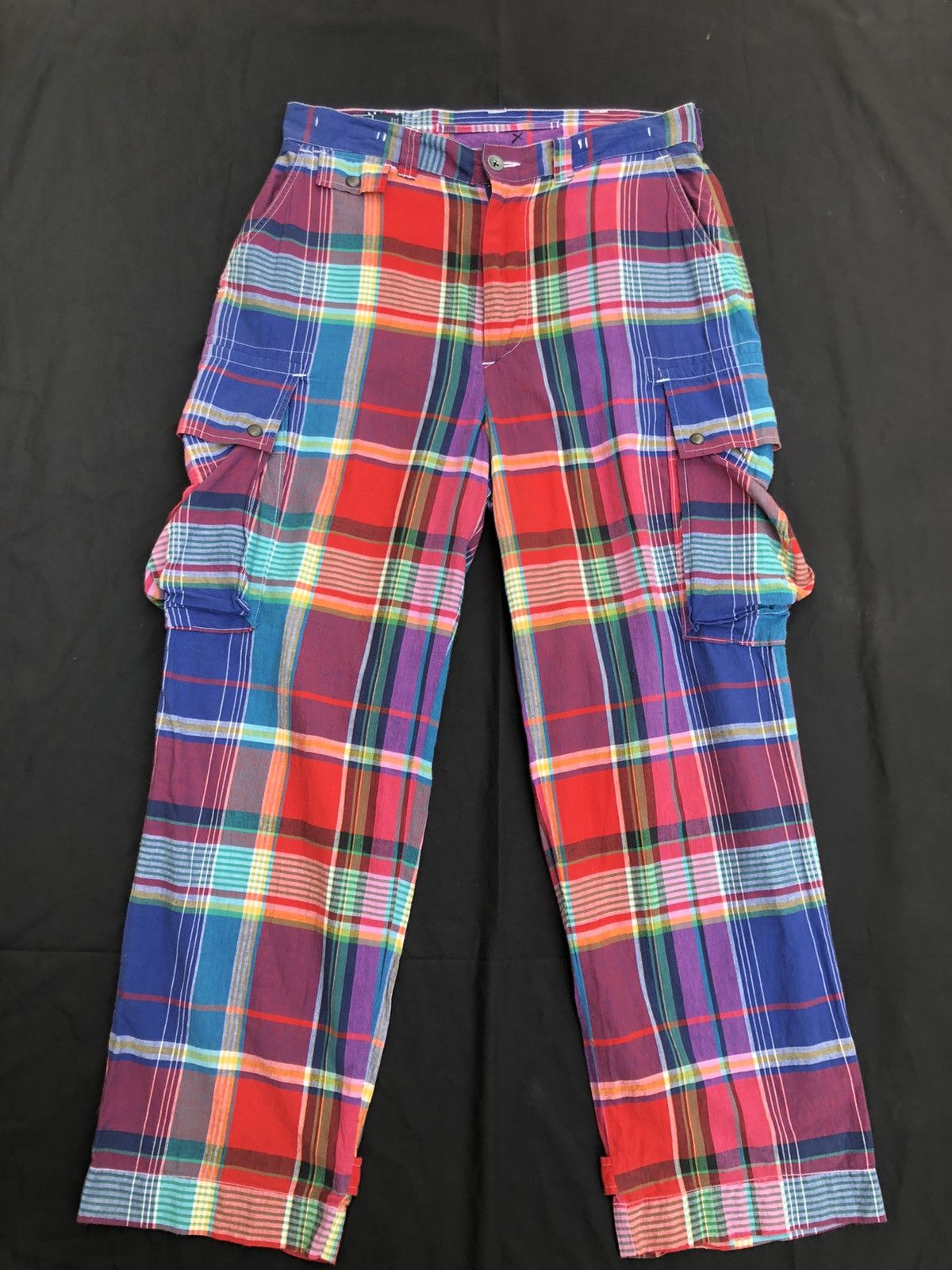 Vintage 90s Polo RL Madras Tartan Cargo Trouser Pant