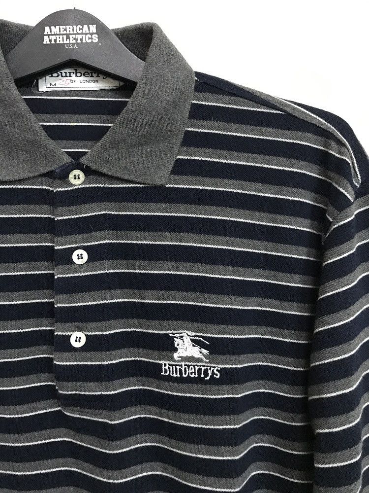 image of Burberry Prorsum Burberrys Of London Contrast Color Border Stripe Polo Shirt, Men's (Size Medium)