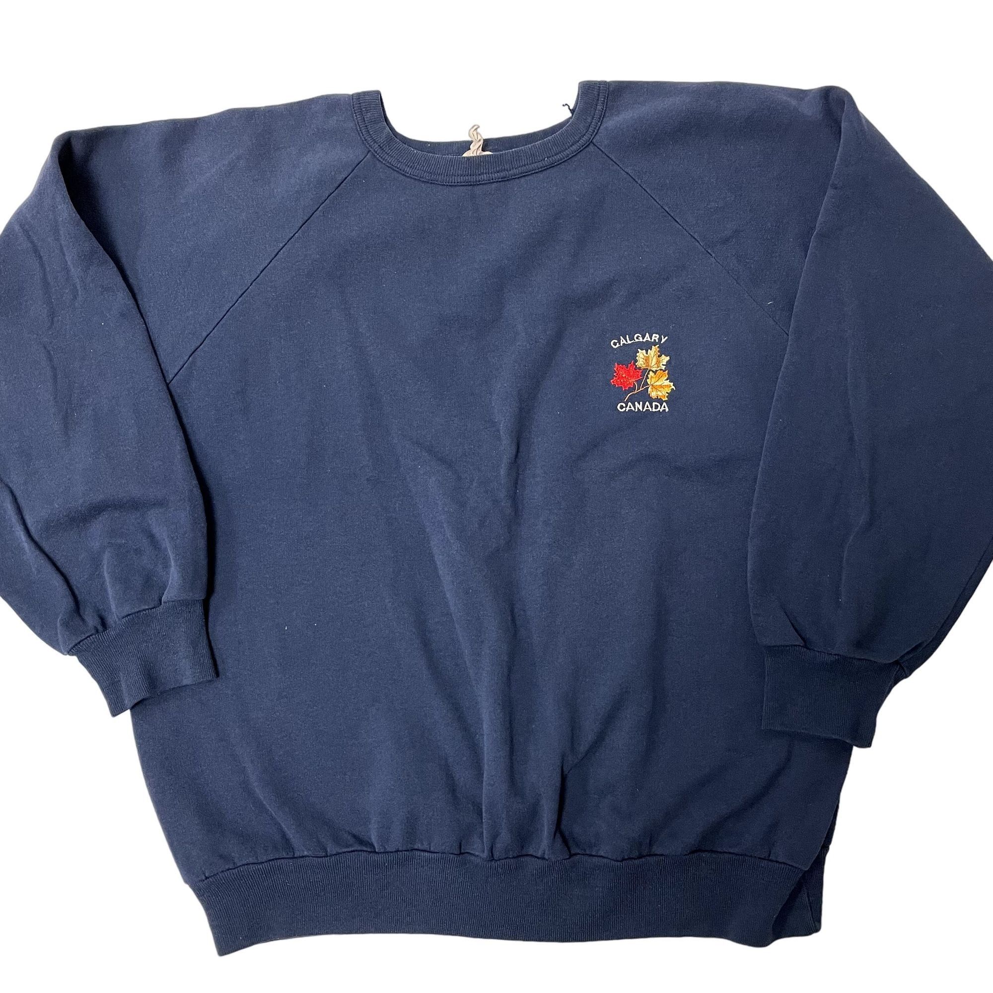 90's Quality Goods Blue CALGARY CANADA Raglan Sweatshirt L