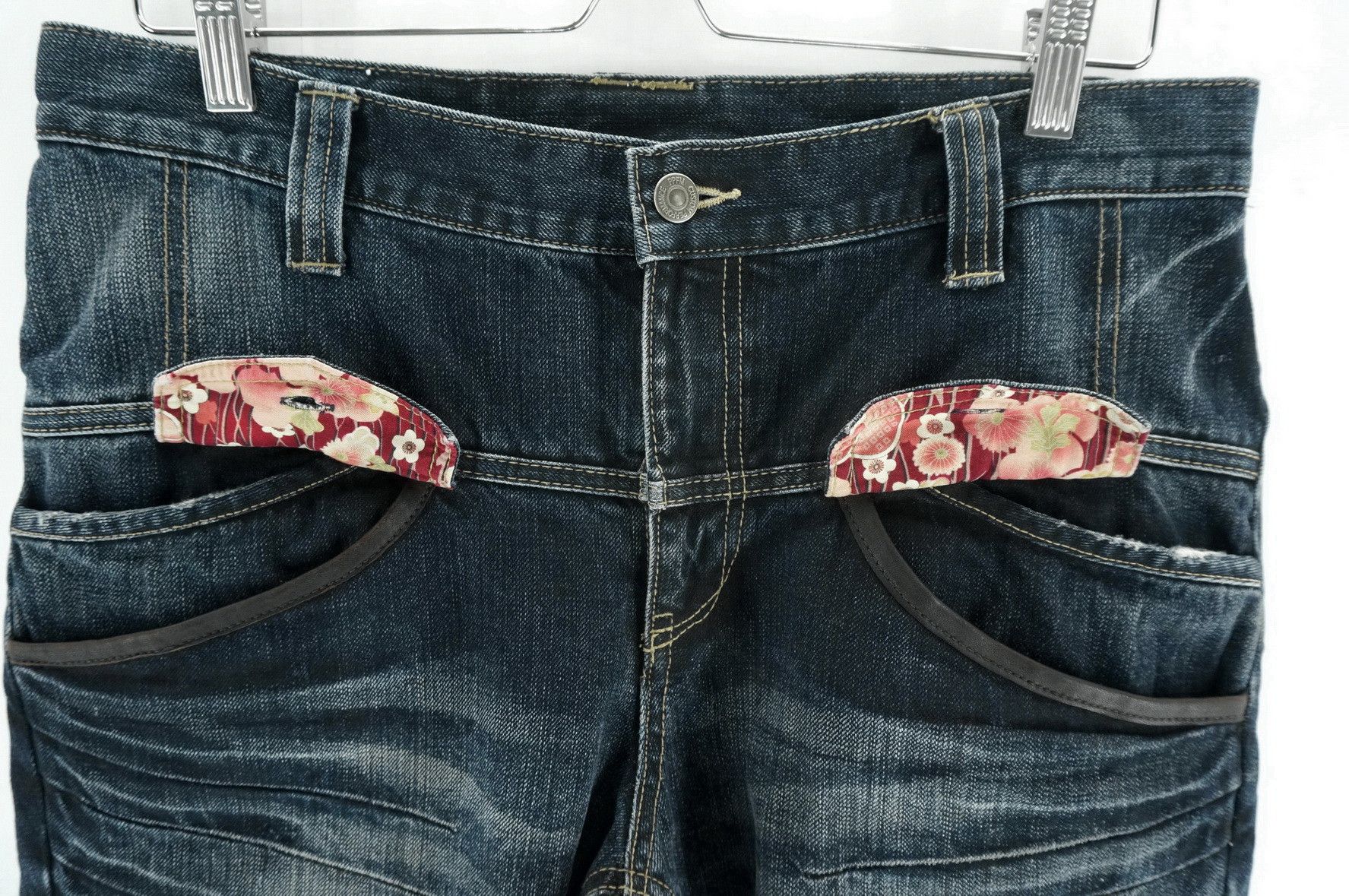 Japanese Brand PPFM Multi Pocket Floral Flap Wool Back Distressed Denim Size US 32 / EU 48 - 5 Thumbnail