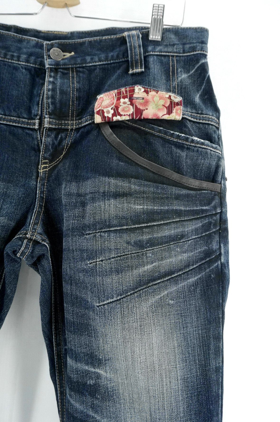 Japanese Brand PPFM Multi Pocket Floral Flap Wool Back Distressed Denim Size US 32 / EU 48 - 4 Thumbnail