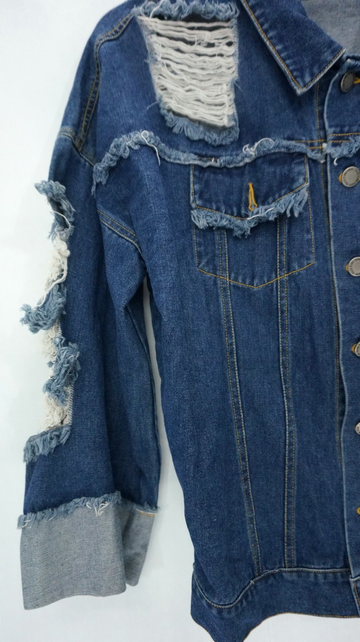 Japanese Brand Rare! ANNA TSUCHIYA PARADE Ripped Women's Denim Jacket Size L / US 10 / IT 46 - 7 Thumbnail