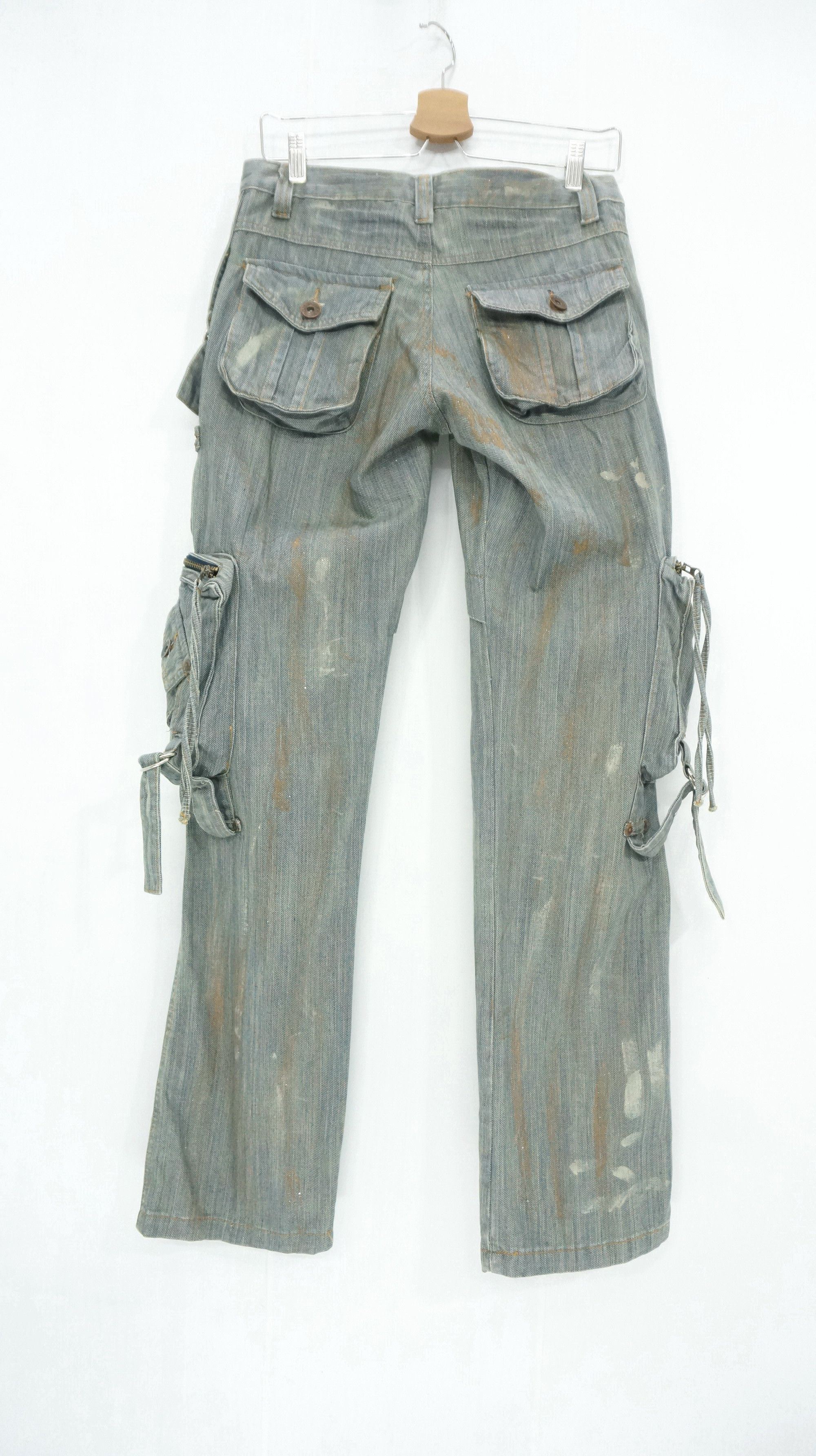 Japanese Brand RARE SICK 🔥 JONEAA Mud Wash Cargo Tactical Bondage Pants Size US 29 - 2 Thumbnail