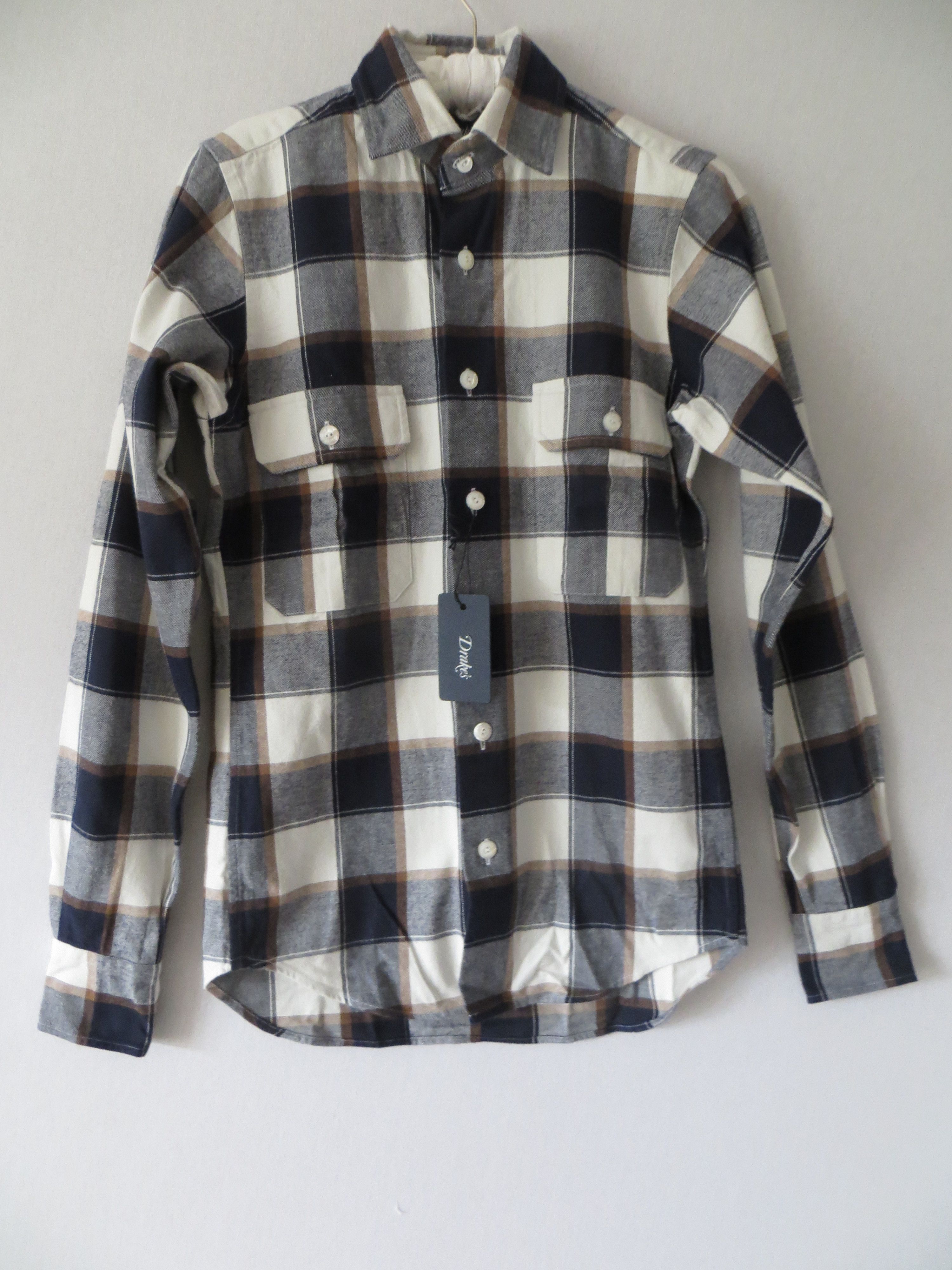 image of Drakes Cotton Long Sleeve Check Shirt, Men's (Size XS)