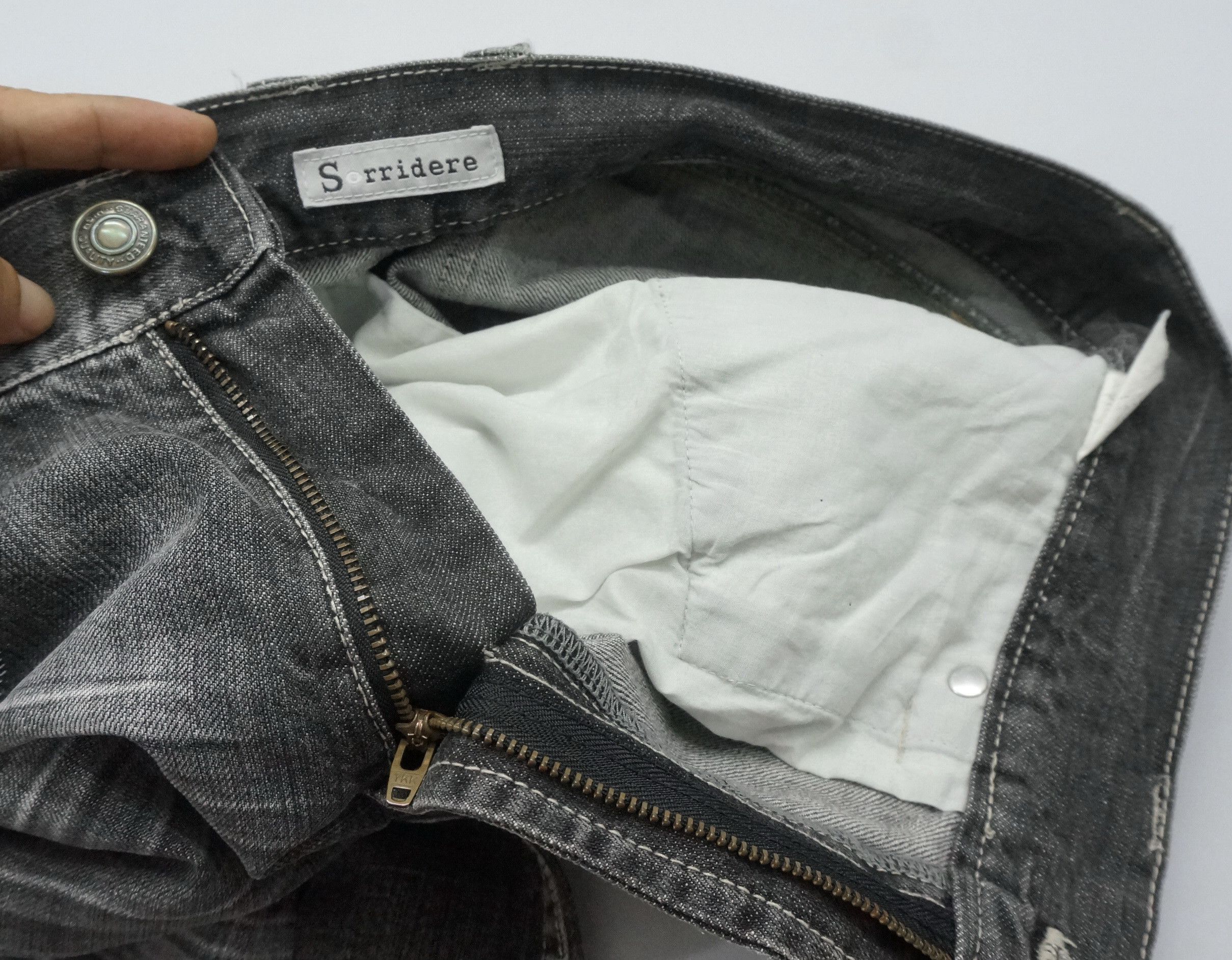 Japanese Brand Flare 🔥 SORRIDERRE Vintage Tattoo Tribal Distressed Jeans Size US 33 - 21 Thumbnail