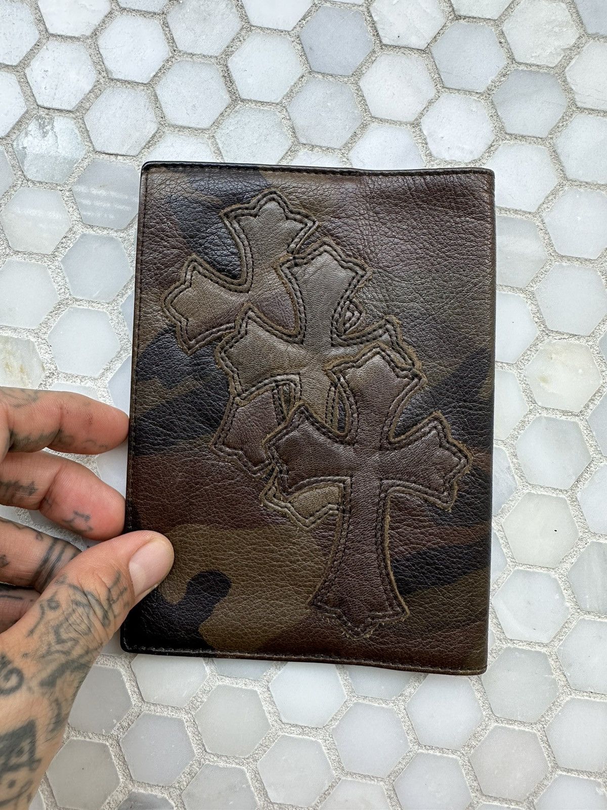 Chrome Hearts Chrome Hearts Camo Leather CROSS Patch PASSPORT Wallet !! Size ONE SIZE - 7 Thumbnail