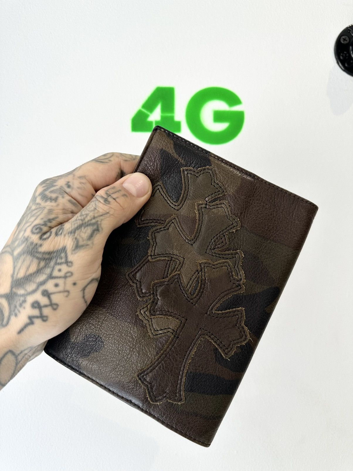 Chrome Hearts Chrome Hearts Camo Leather CROSS Patch PASSPORT Wallet !! Size ONE SIZE - 1 Thumbnail