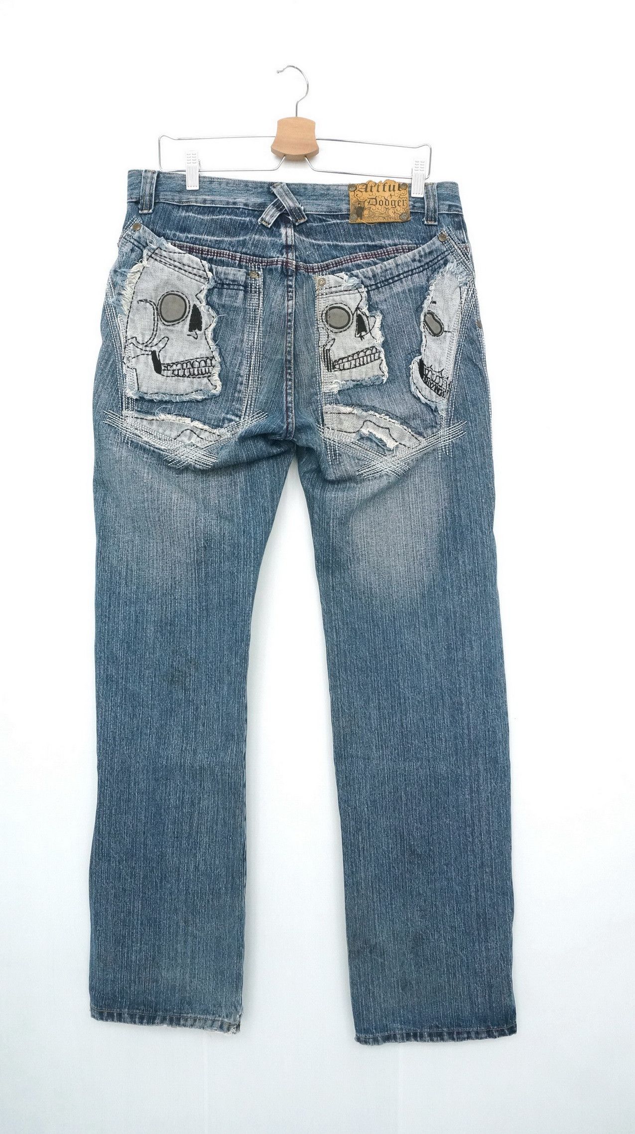 Artful Dodger ARTFUL DODGER SKULL Patchwork Distressed Jeans Size US 34 / EU 50 - 1 Thumbnail