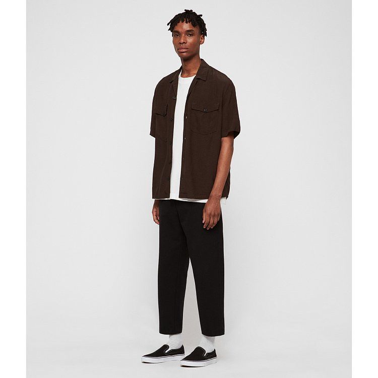 Allsaints Allsaints Vestal Dark Khaki Viscose Shirt Short Sleeve sz S Size US S / EU 44-46 / 1 - 2 Thumbnail