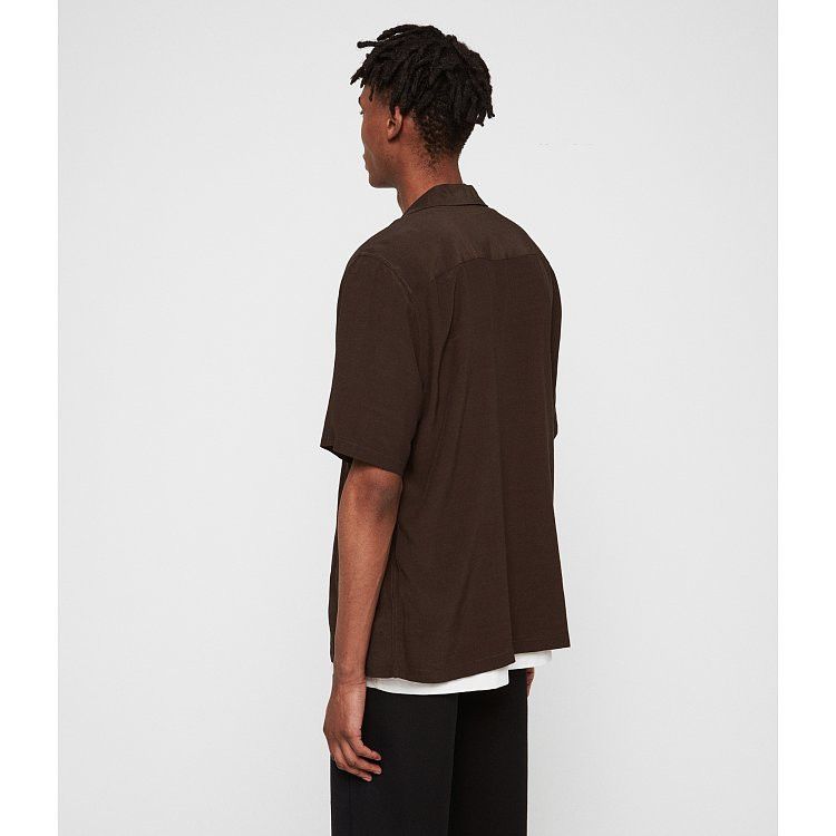 Allsaints Allsaints Vestal Dark Khaki Viscose Shirt Short Sleeve sz S Size US S / EU 44-46 / 1 - 3 Thumbnail
