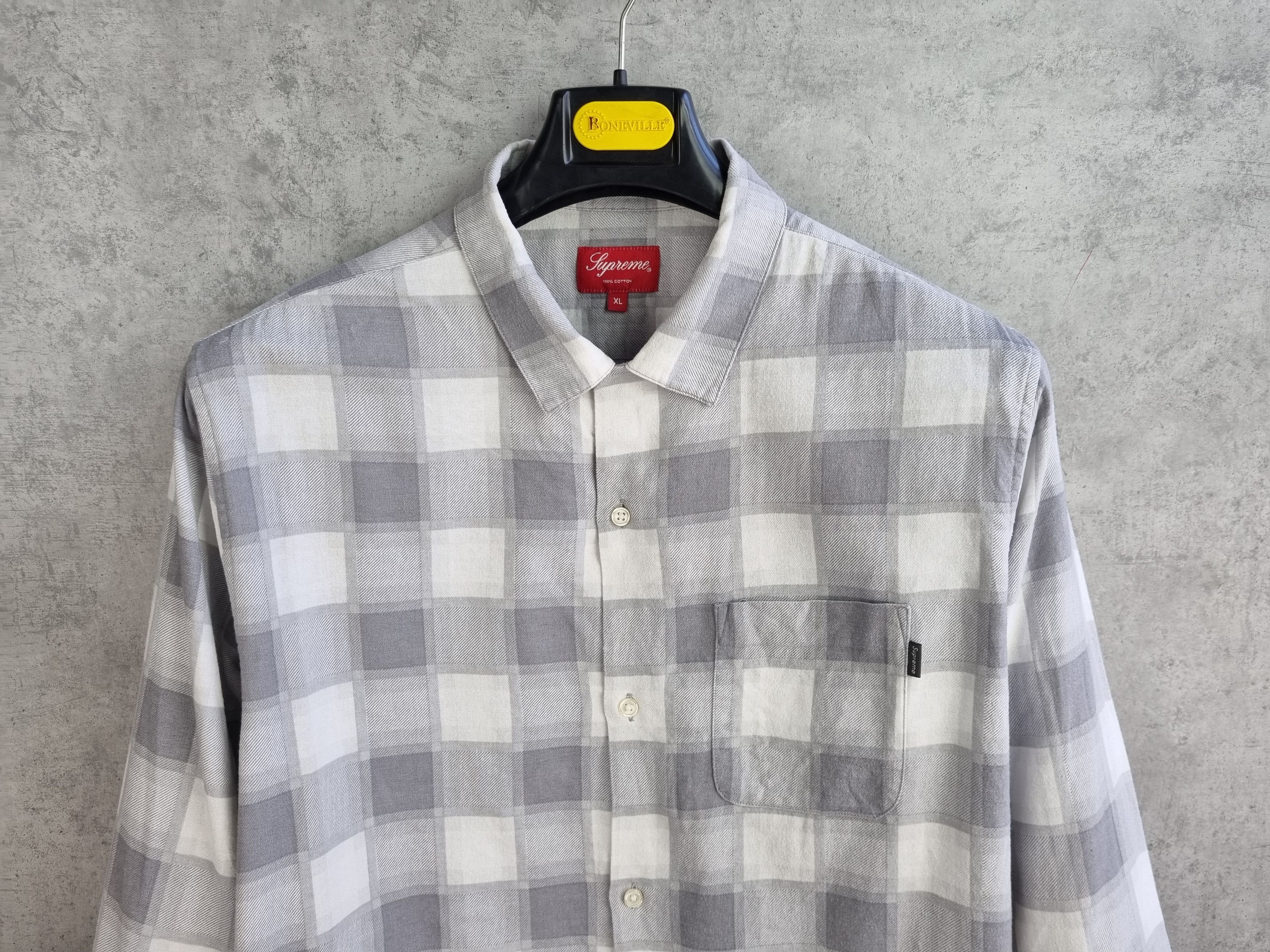Flannel × Supreme Supreme Plaid Gray Plaid Soft Shirt Size US XL / EU 56 / 4 - 5 Thumbnail