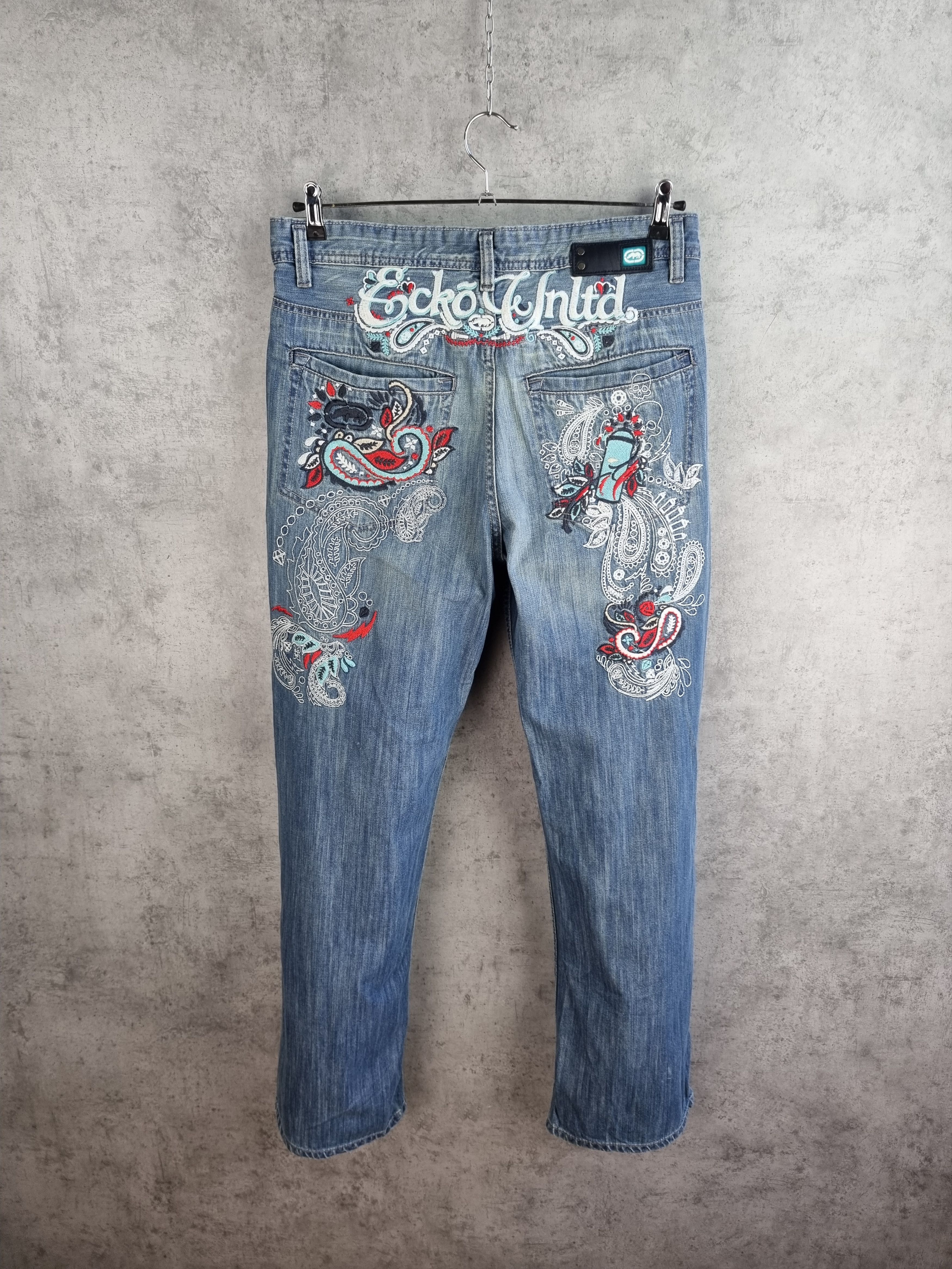 Ecko Unltd. Ecko Graffiti Style Embroidered Art Design Jeans Size US 34 / EU 50 - 2 Thumbnail