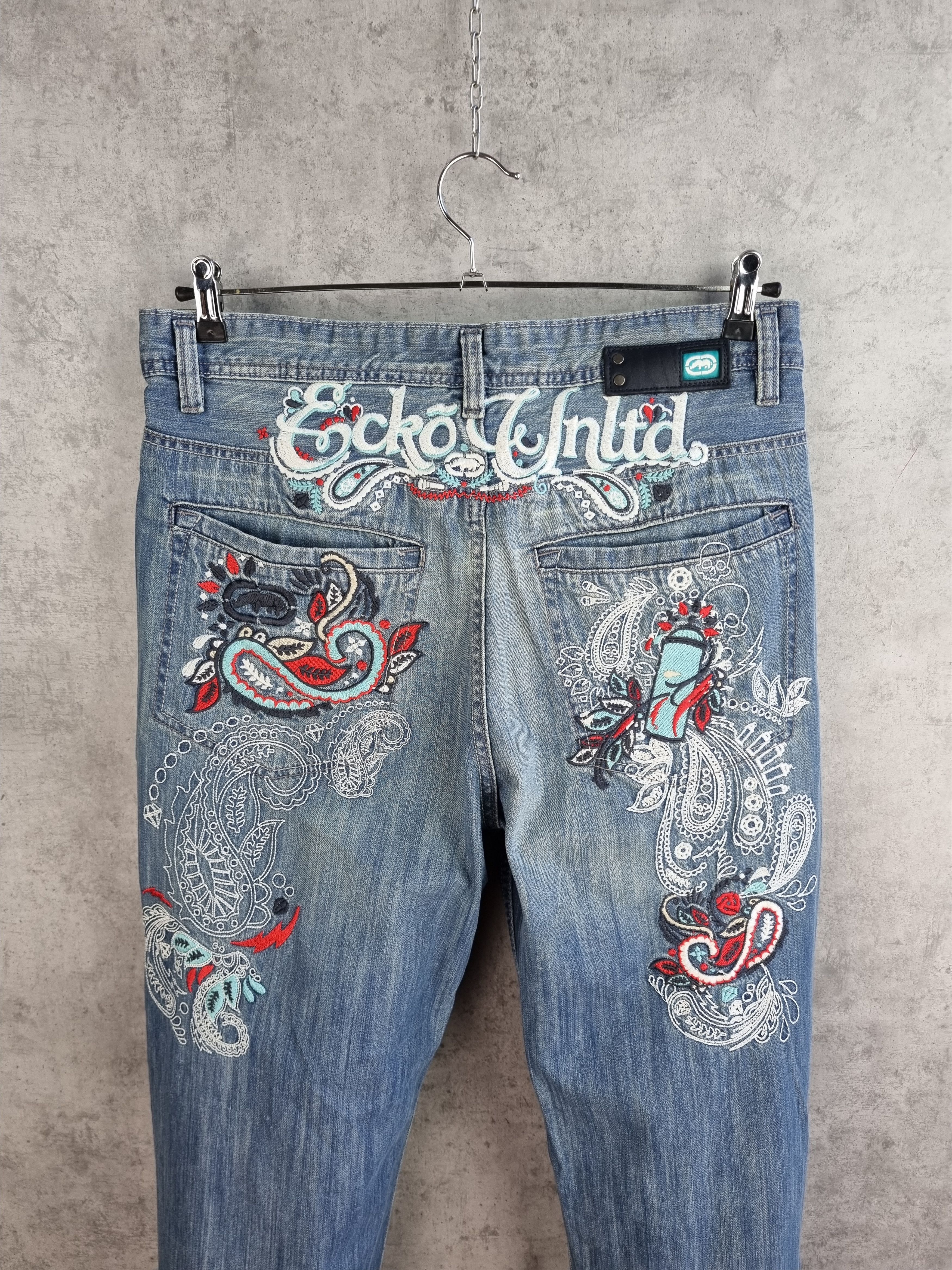 Ecko Unltd. Ecko Graffiti Style Embroidered Art Design Jeans Size US 34 / EU 50 - 1 Thumbnail