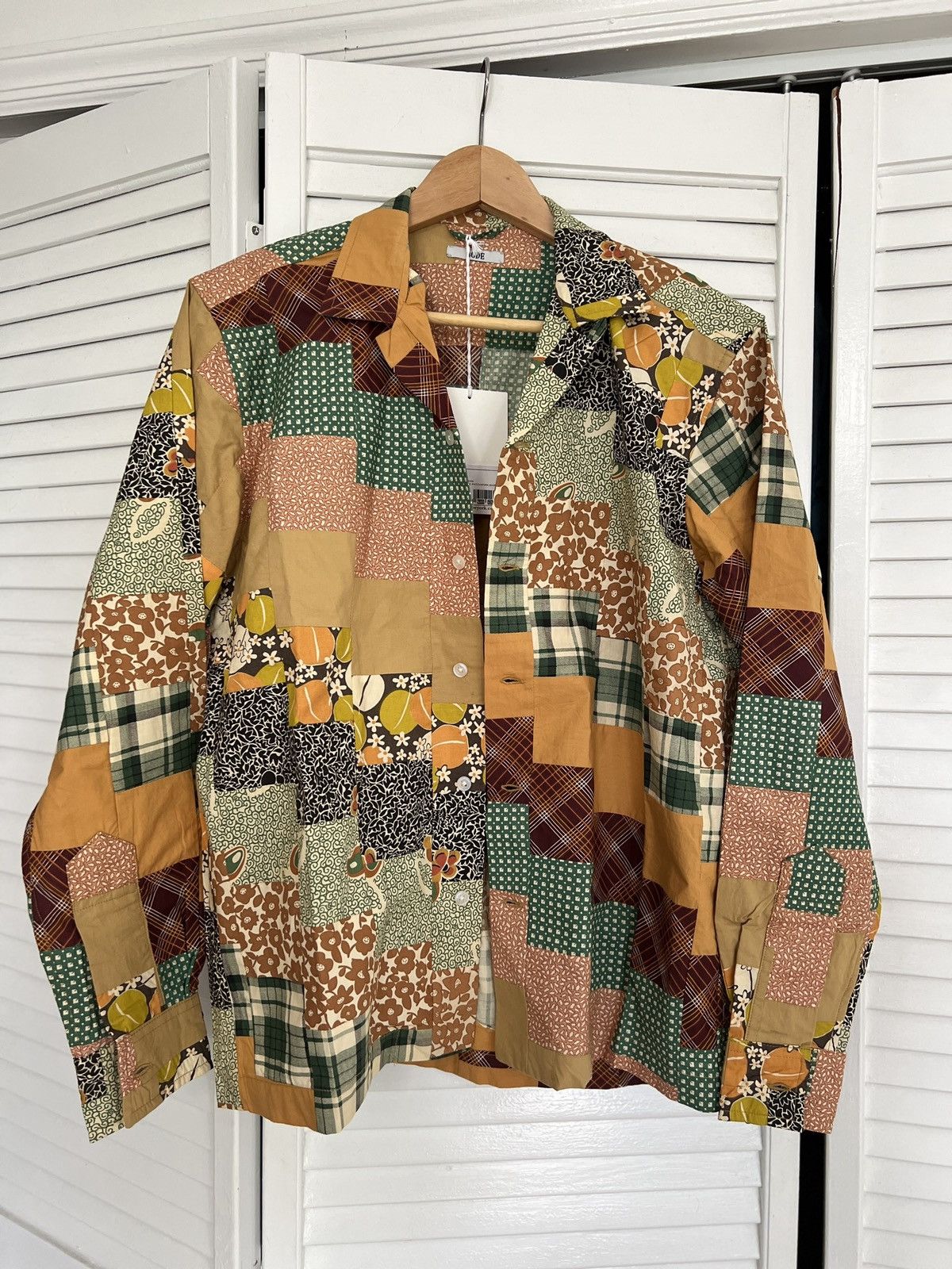 Bode SS23 BODE Diagonal Square Patchwork Shirt - S/M - NWT Size US S / EU 44-46 / 1 - 1 Thumbnail