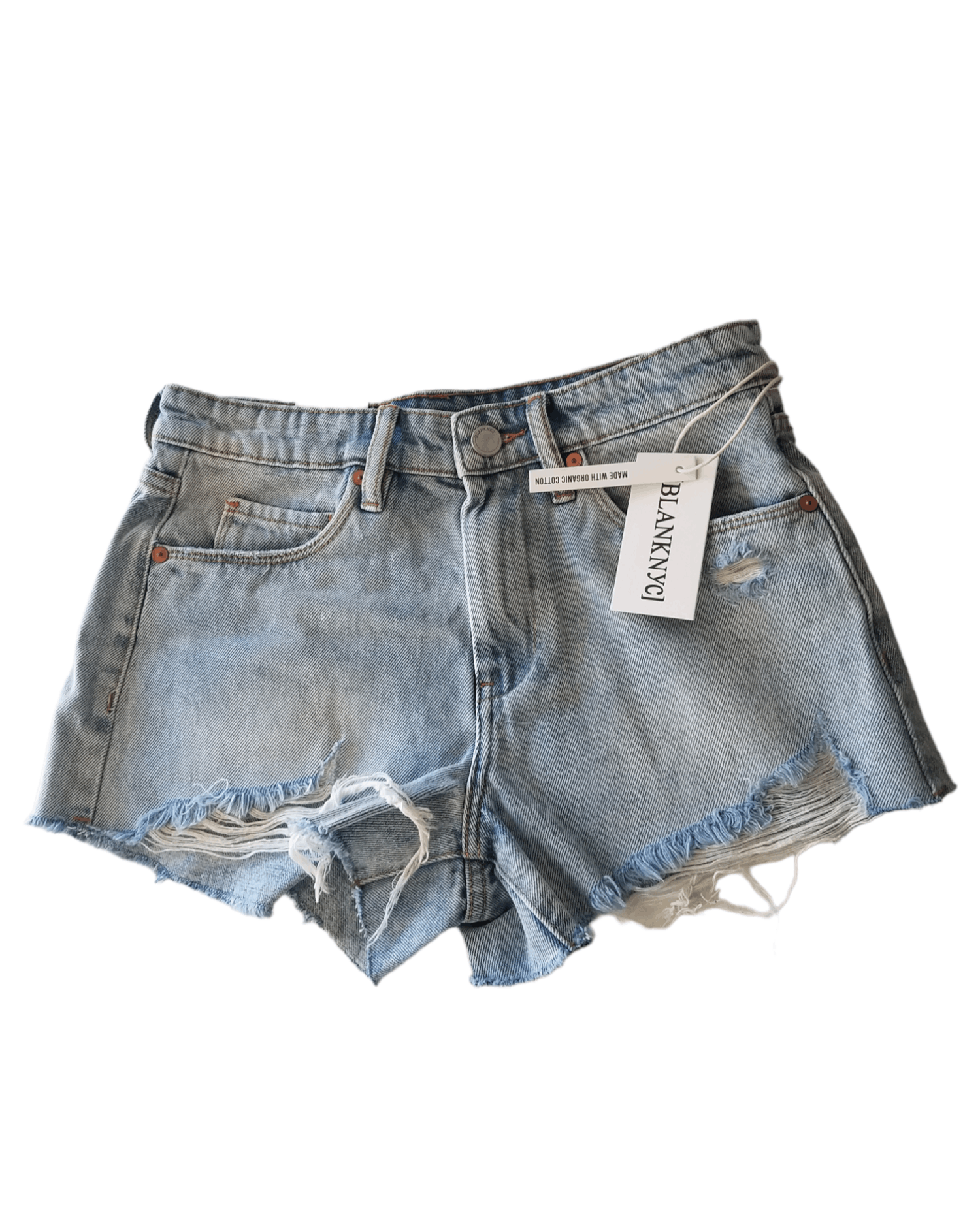 Vintage Blank NYC Vintage High-Rise Distressed Cutoff Denim Shorts Size 25" / US 0 / IT 36 - 1 Thumbnail