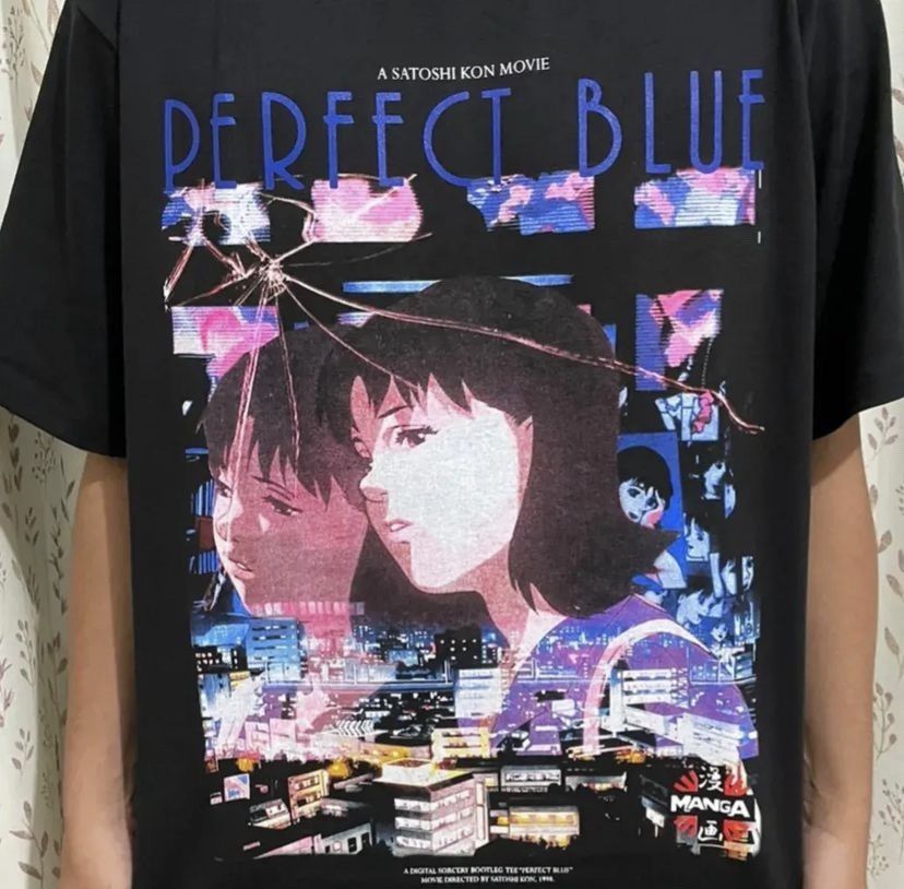 image of Anima x Vintage Perfect Blue Anime Satoshi Kon Bootleg Tshirt in Black, Men's (Size XL)