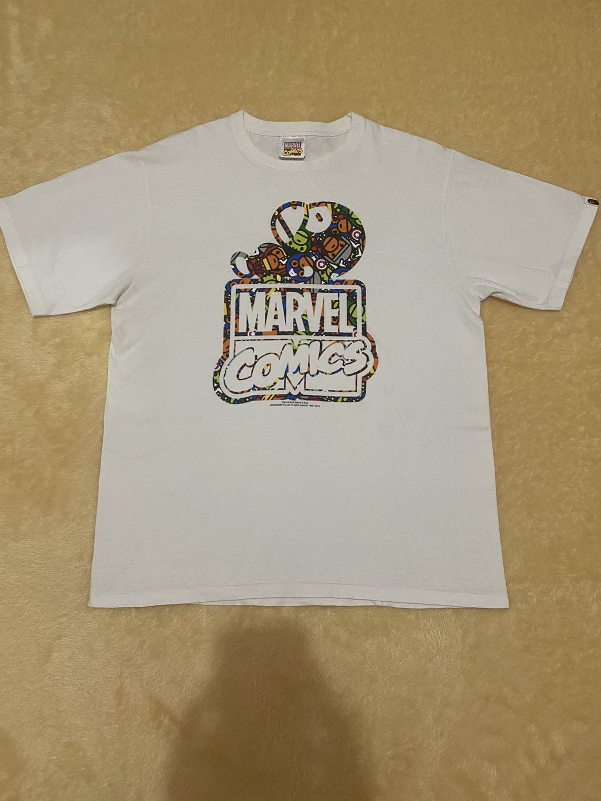 image of Bape X Marvel Comics Milo Tee in White, Men's (Size XL)