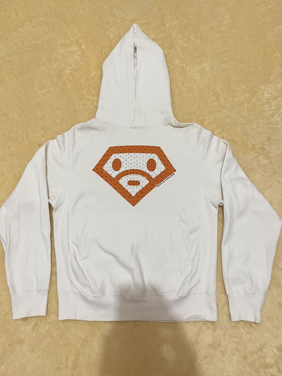 image of Bape Baby Milo Swarovski Pullover Hoodie (2004) in White, Men's (Size XS)