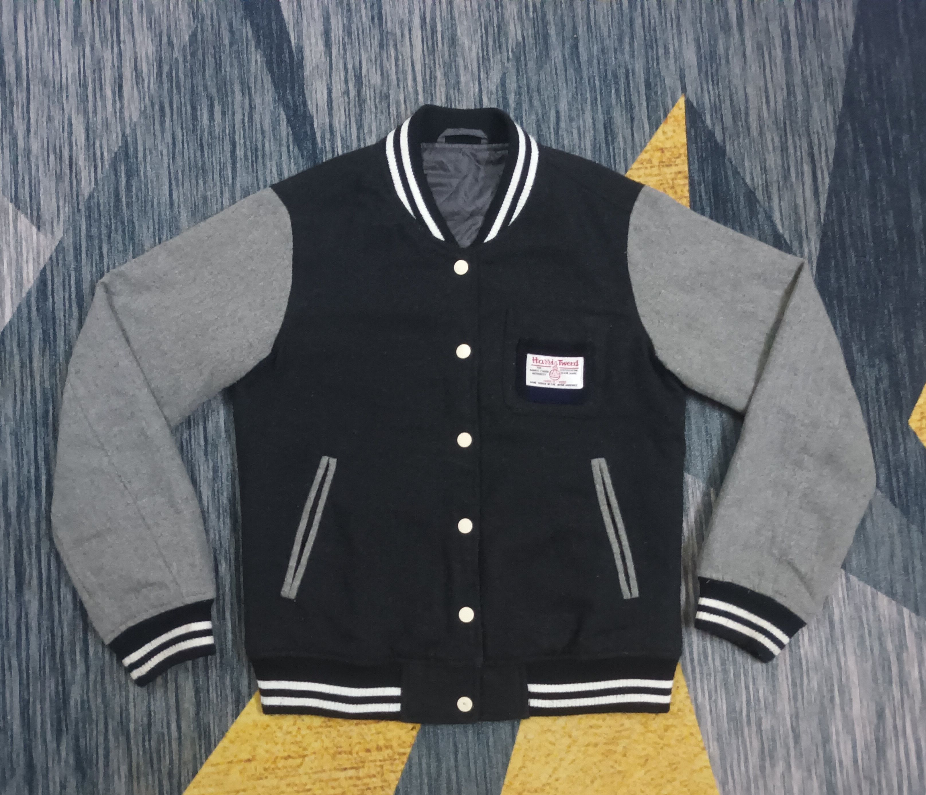 Sale 🔥 HARRIS TWEED BUTTON UP VARSITY JACKET 🔥