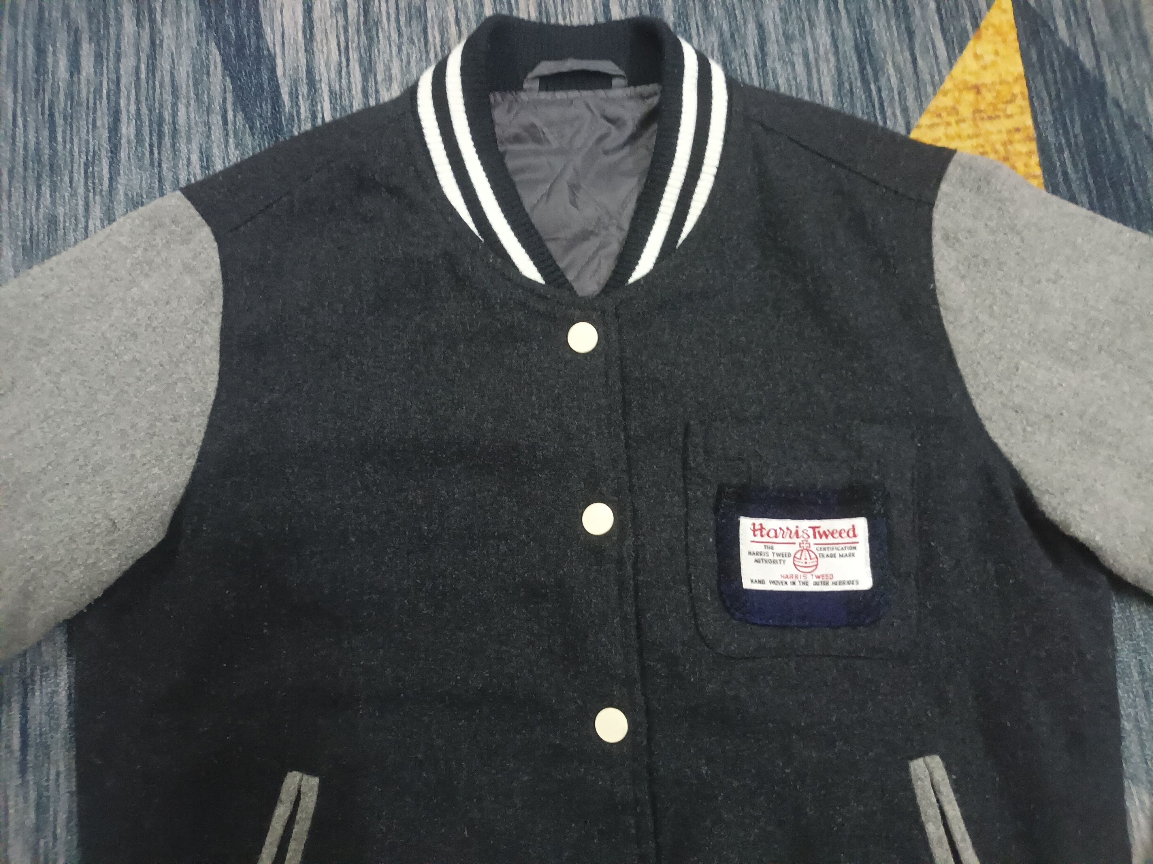Harris Tweed Sale 🔥 HARRIS TWEED BUTTON UP VARSITY JACKET 🔥 Size US S / EU 44-46 / 1 - 7 Thumbnail