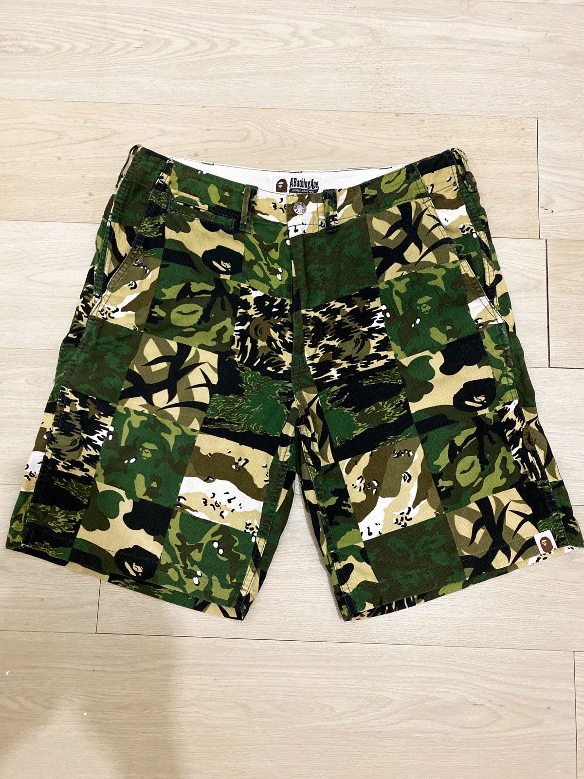 Bape Mix Camo Patchwork Shorts Size US 30 / EU 46 - 1 Thumbnail