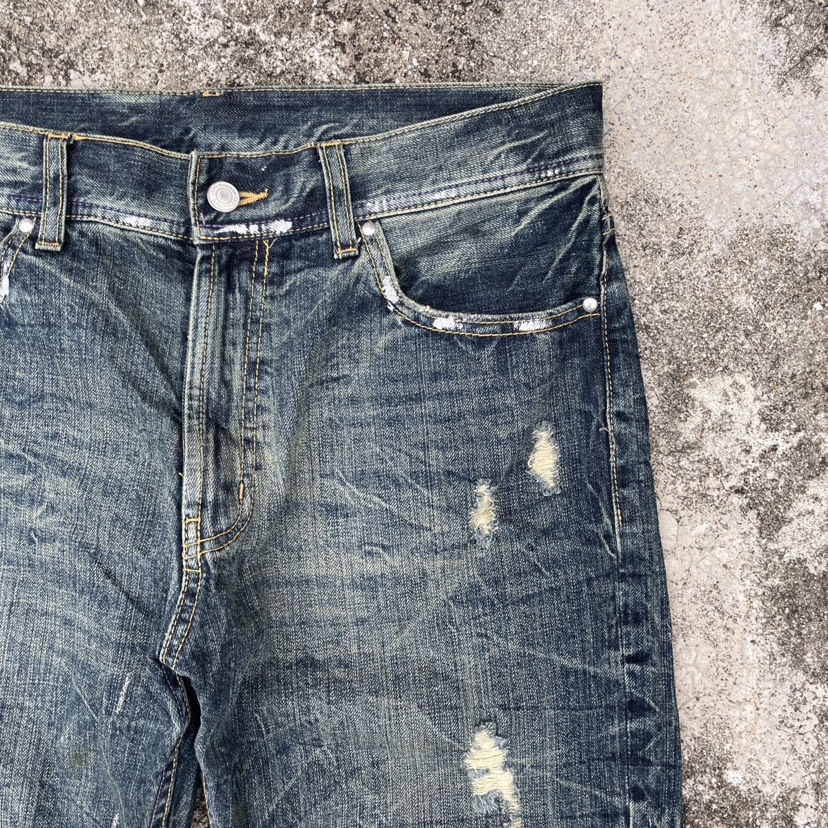 Japanese Brand Vintage Unbranded Distressed Denim Jeans Size US 33 - 2 Thumbnail