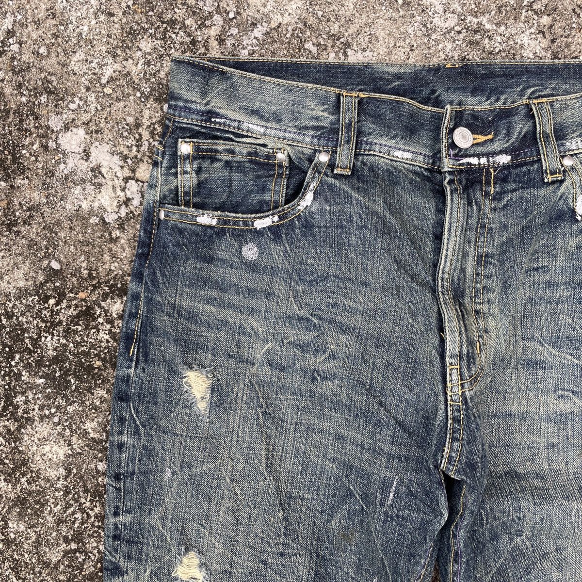 Japanese Brand Vintage Unbranded Distressed Denim Jeans Size US 33 - 3 Thumbnail