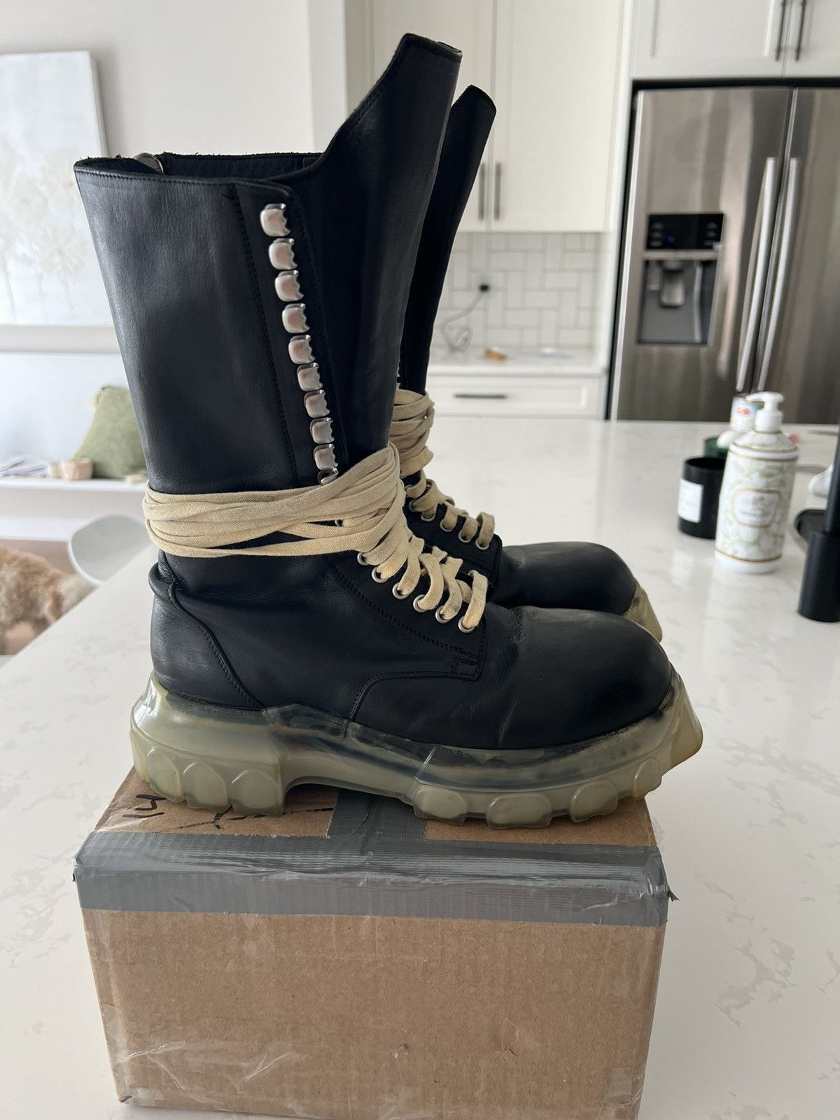 Rick Owens Bozo beetle tractor boot lace up | Grailed