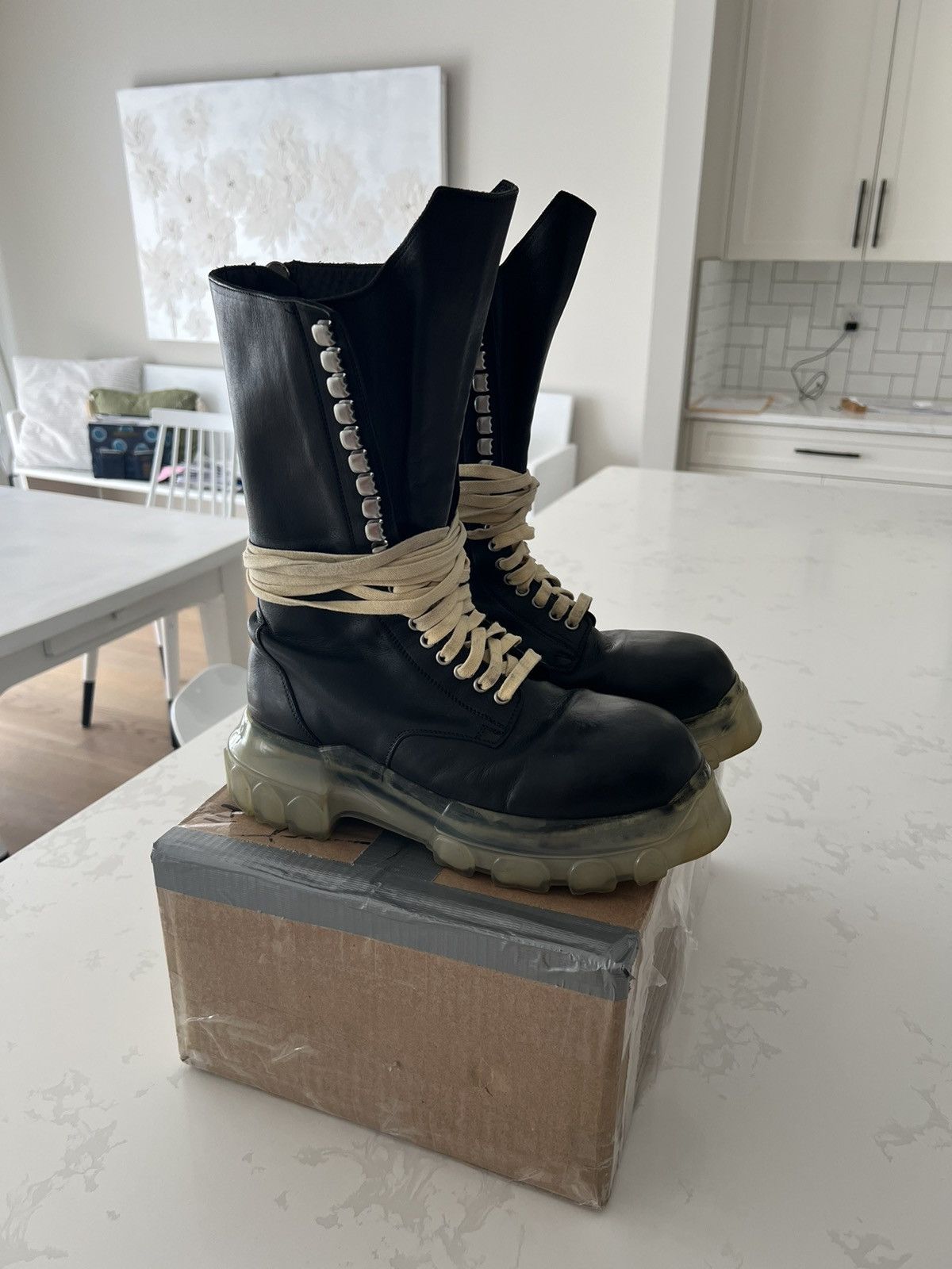 Rick Owens Bozo beetle tractor boot lace up | Grailed