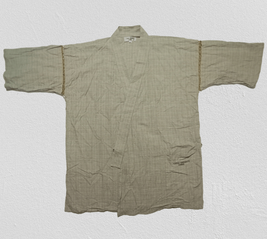 image of Kansai Yamamoto Kimono Jinbei Cardigan Happi Jacket Robe in Grey, Men's (Size Medium)
