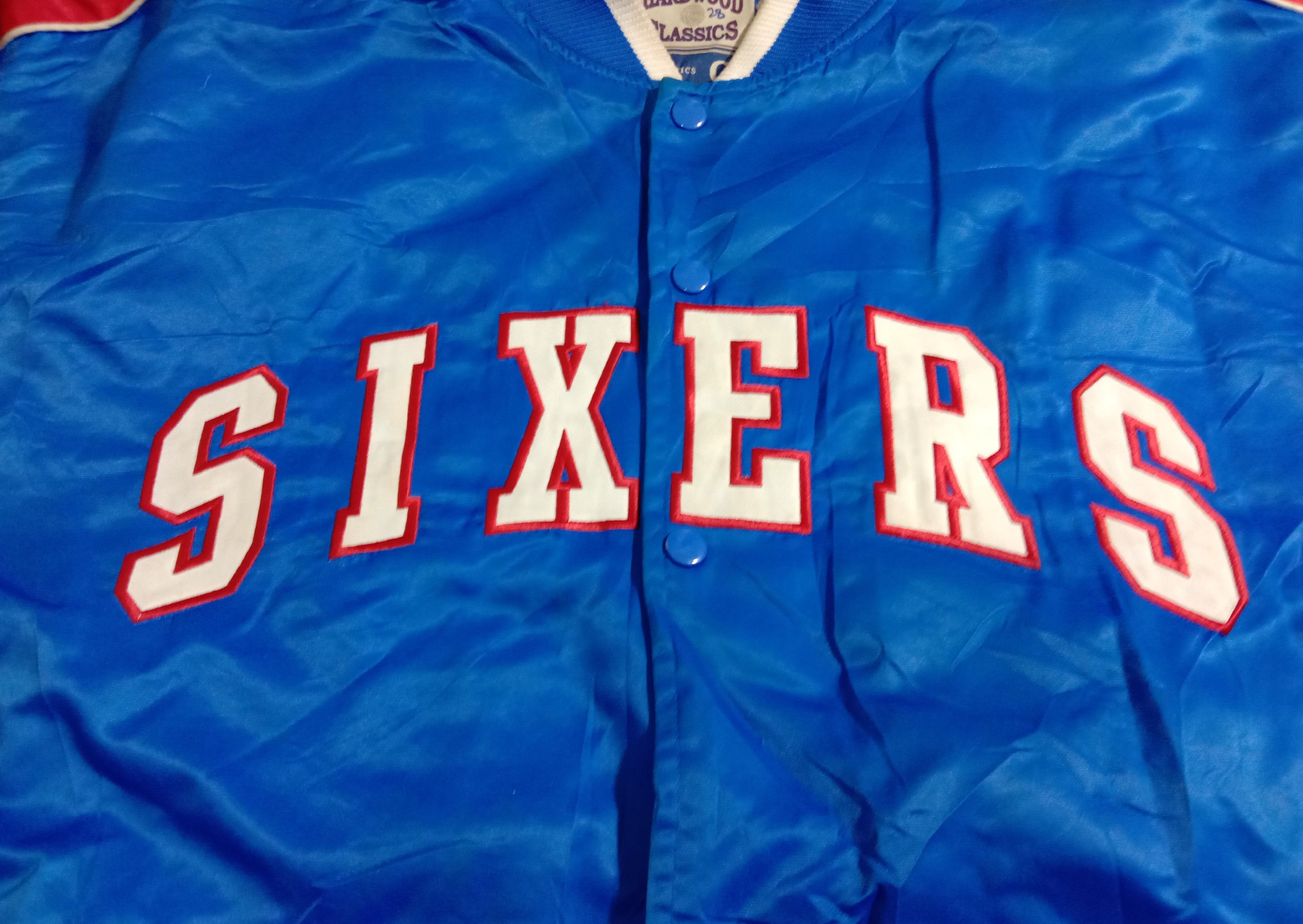 NBA SIXERS 76ers Harwood Classics Satin Jacket Vintage Size US XL / EU 56 / 4 - 3 Thumbnail