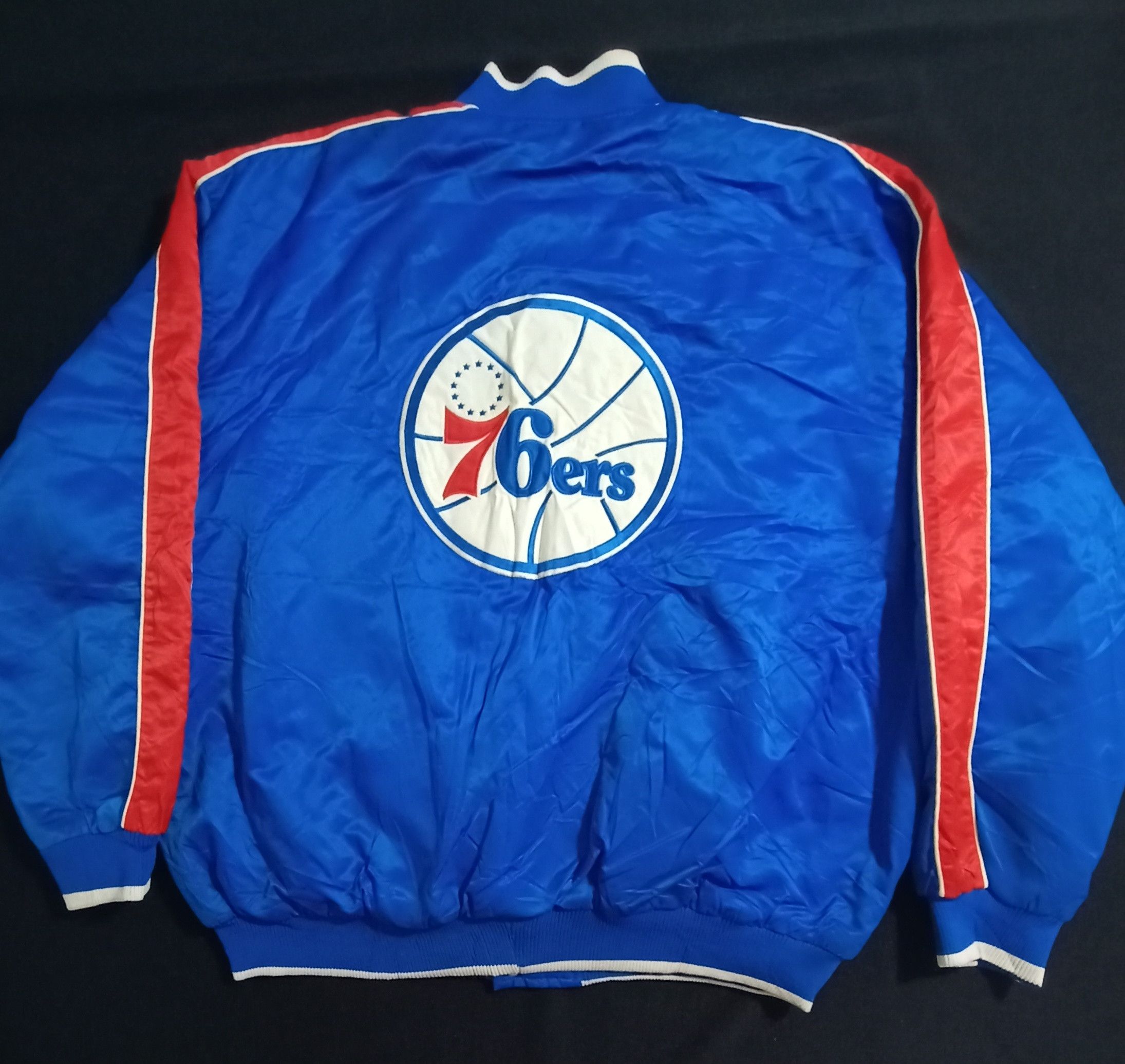 image of Sixers 76Ers Harwood Classics Satin Jacket Vintage in Blue, Men's (Size XL)