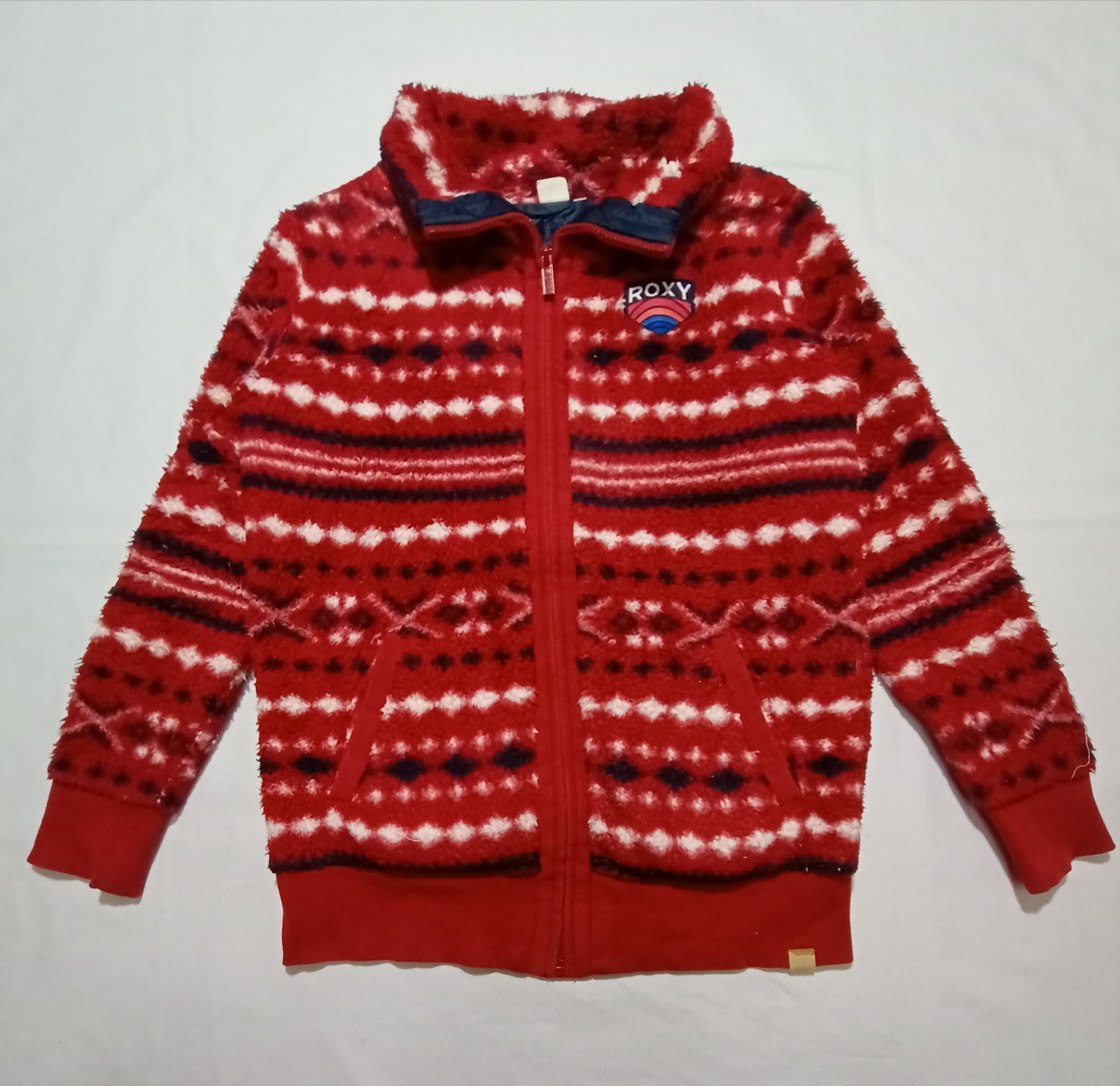 Roxy Red Color Fleece Sweater Knitwear Jacket