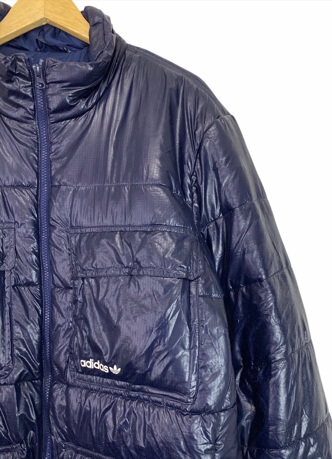 Adidas Rare Vintage Adidas Puffer Dark Blue Zipper Down Jacket Size US L / EU 52-54 / 3 - 3 Thumbnail