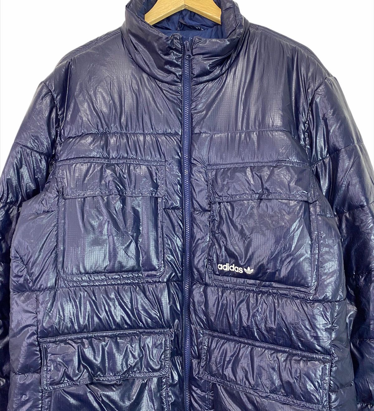 Adidas Rare Vintage Adidas Puffer Dark Blue Zipper Down Jacket Size US L / EU 52-54 / 3 - 5 Thumbnail
