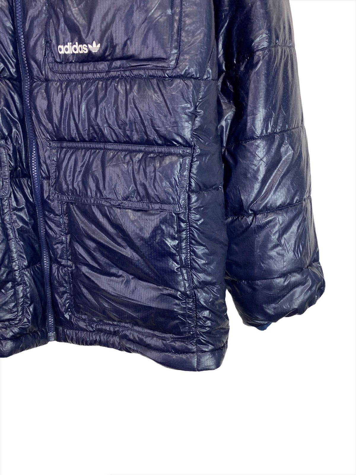 Adidas Rare Vintage Adidas Puffer Dark Blue Zipper Down Jacket Size US L / EU 52-54 / 3 - 8 Thumbnail