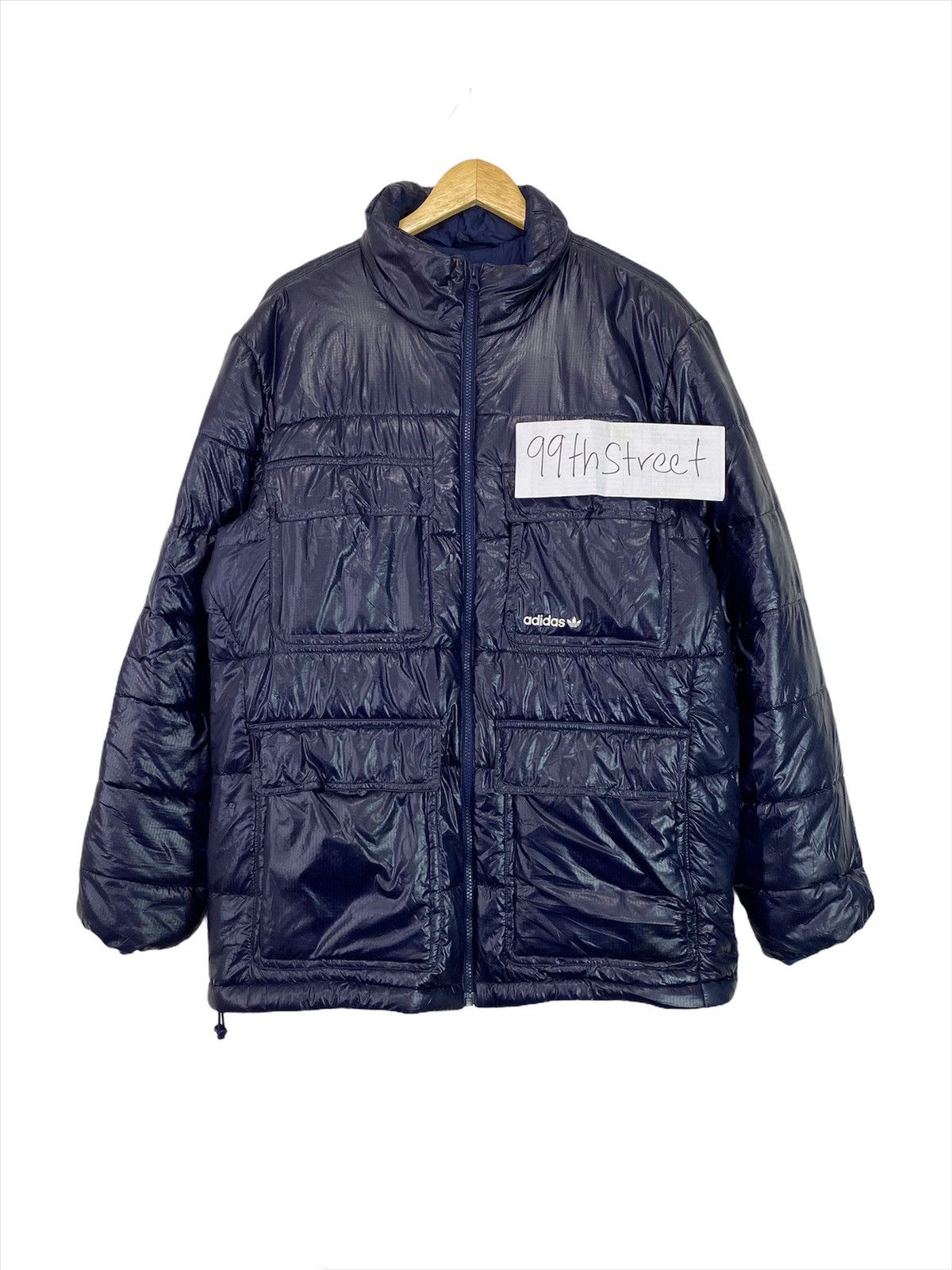 Adidas Rare Vintage Adidas Puffer Dark Blue Zipper Down Jacket Size US L / EU 52-54 / 3 - 1 Thumbnail