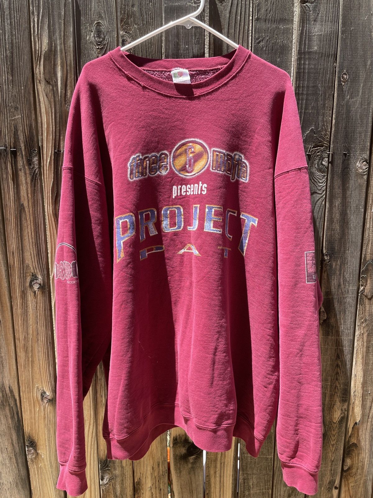 Image of Rap Tees x Vintage Three 6 Mafia Crewneck in Burgandy, Men's (Size 2XL)