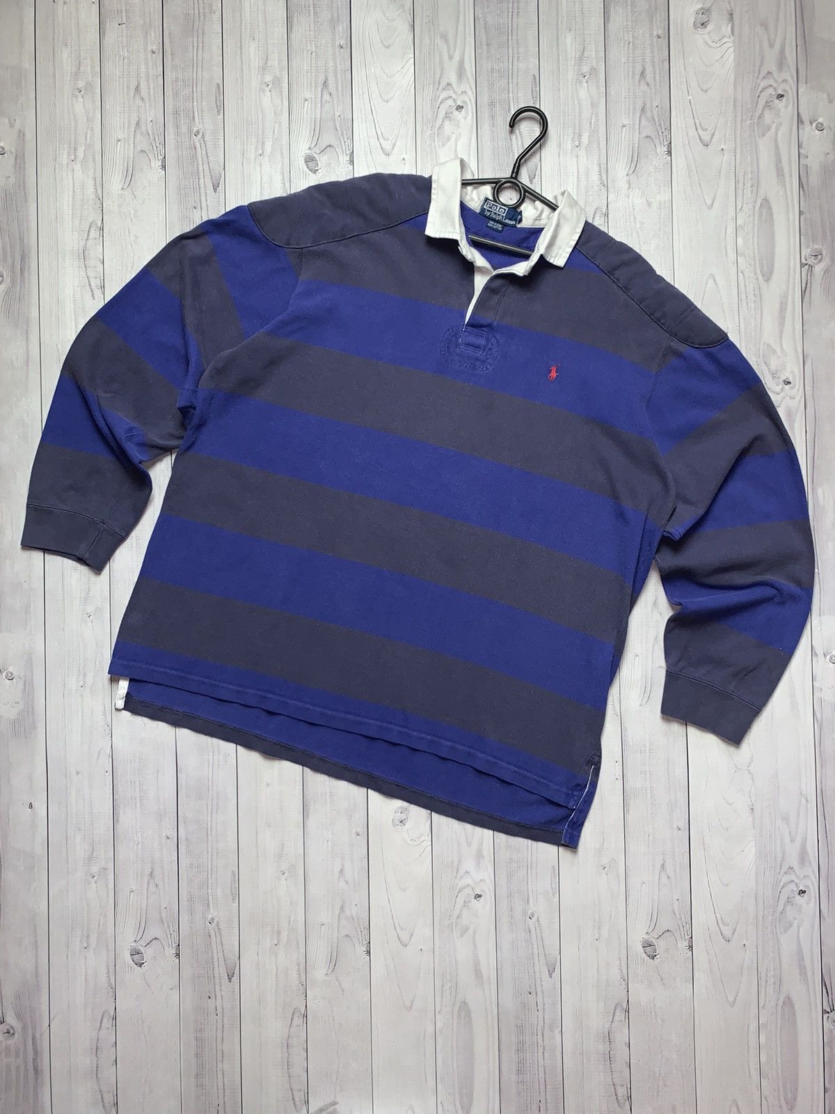 Ralph Lauren × Vintage Vintage rugby polo Ralph Lauren striped purple rare size XL Size US XL / EU 56 / 4 - 1 Thumbnail