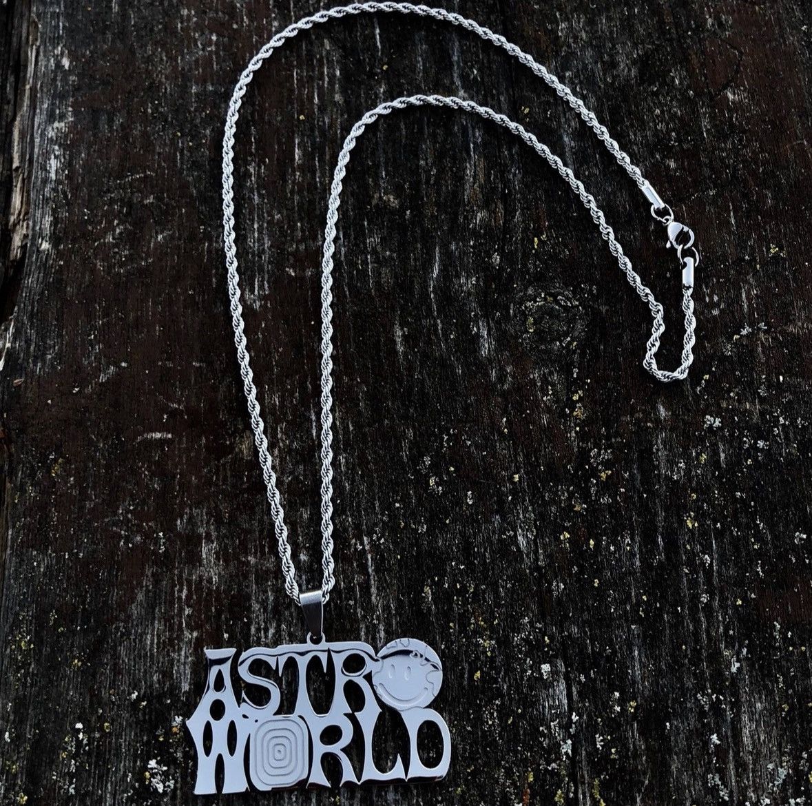 Jewelry Silver Astroworld Custom Travis Scott Pendant Necklace Chain Size ONE SIZE - 3 Thumbnail