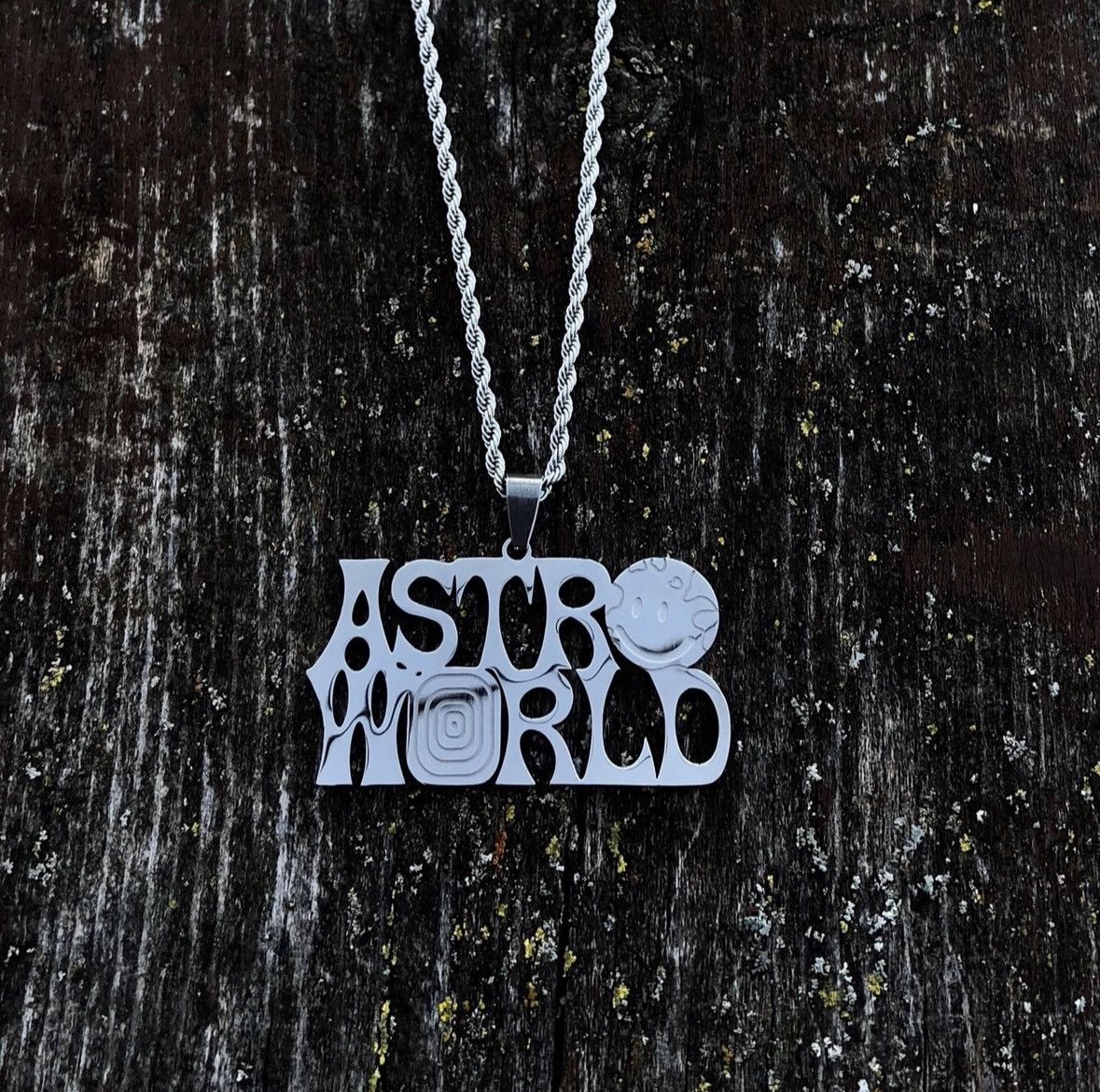 Jewelry Silver Astroworld Custom Travis Scott Pendant Necklace Chain Size ONE SIZE - 1 Thumbnail