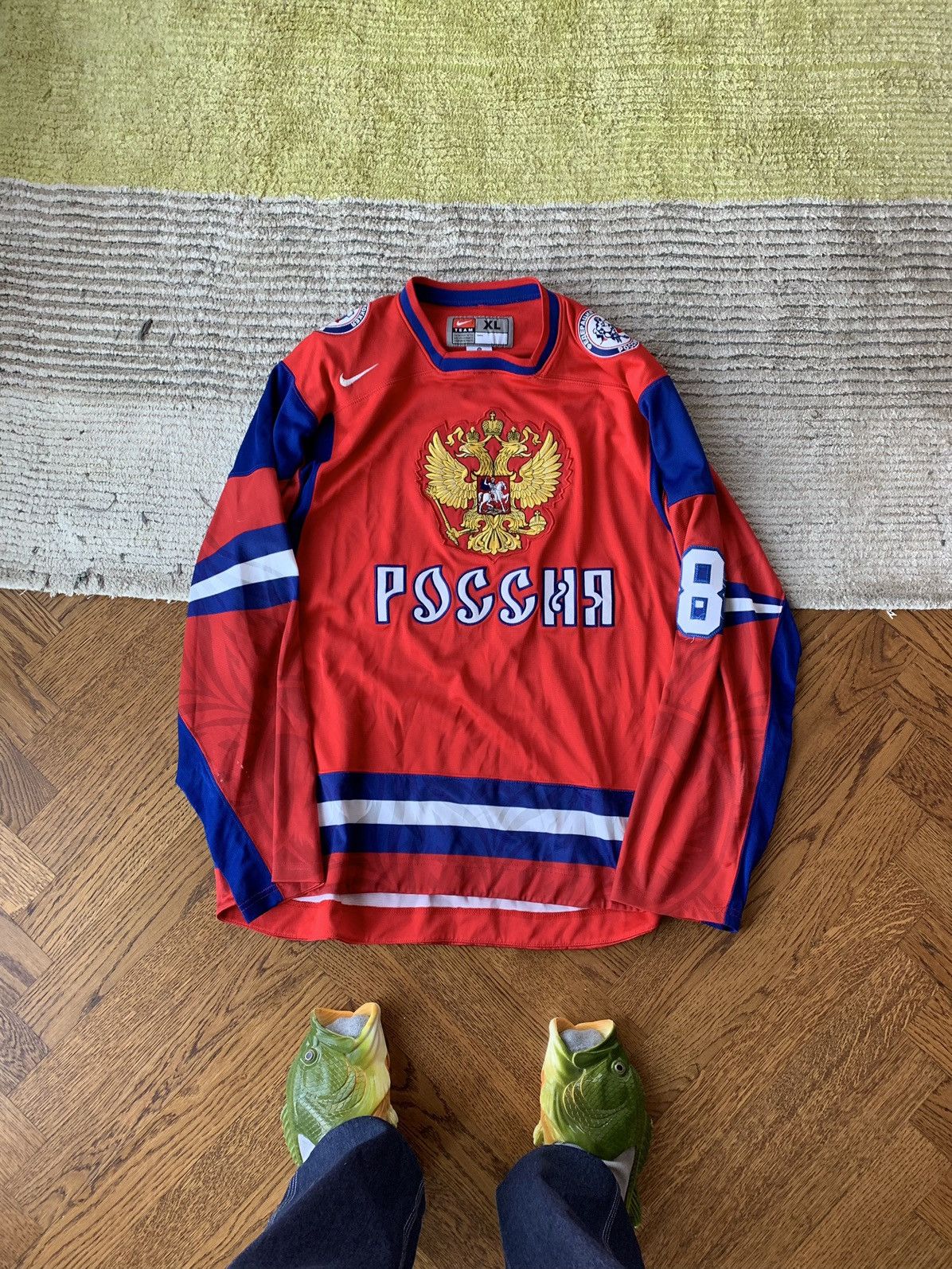image of Alex Ovechkin Russia Hockey Jersey Olympic Nike Team 8 Ussr in Red, Men's (Size XL)