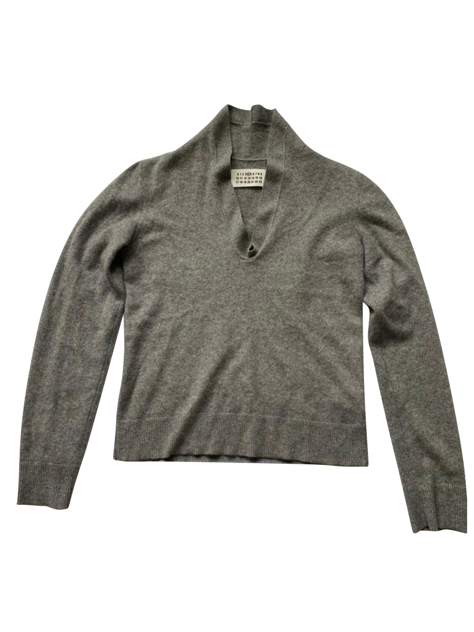 image of Maison Margiela Grey Cashmere Knit Sweater, Men's (Size 2XS)