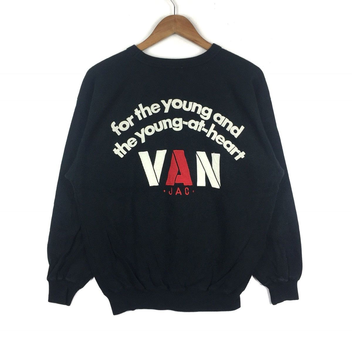 Vintage Van jac sweatshirt Spellout embroidered jumper pullover Size US L / EU 52-54 / 3 - 1 Thumbnail