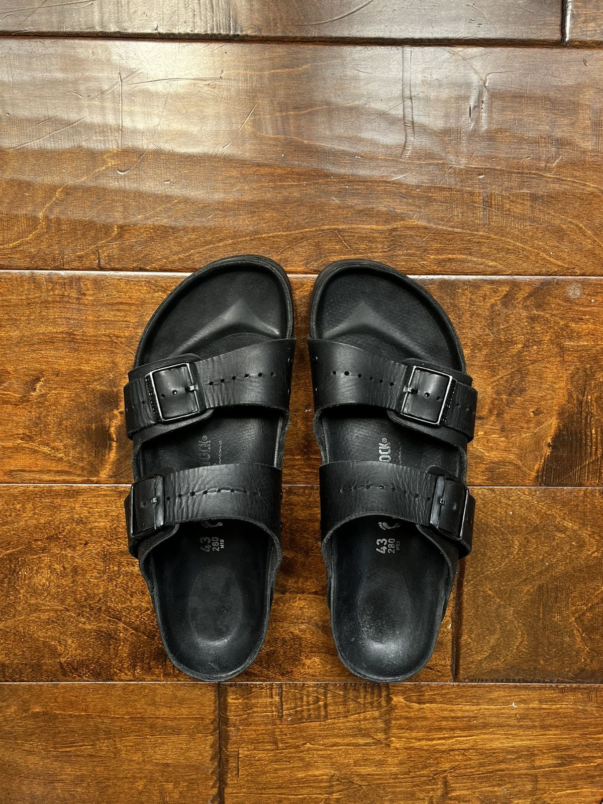 image of Birkenstock x Rick Owens Black Leather Arizona Shoes, Men's (Size 10)