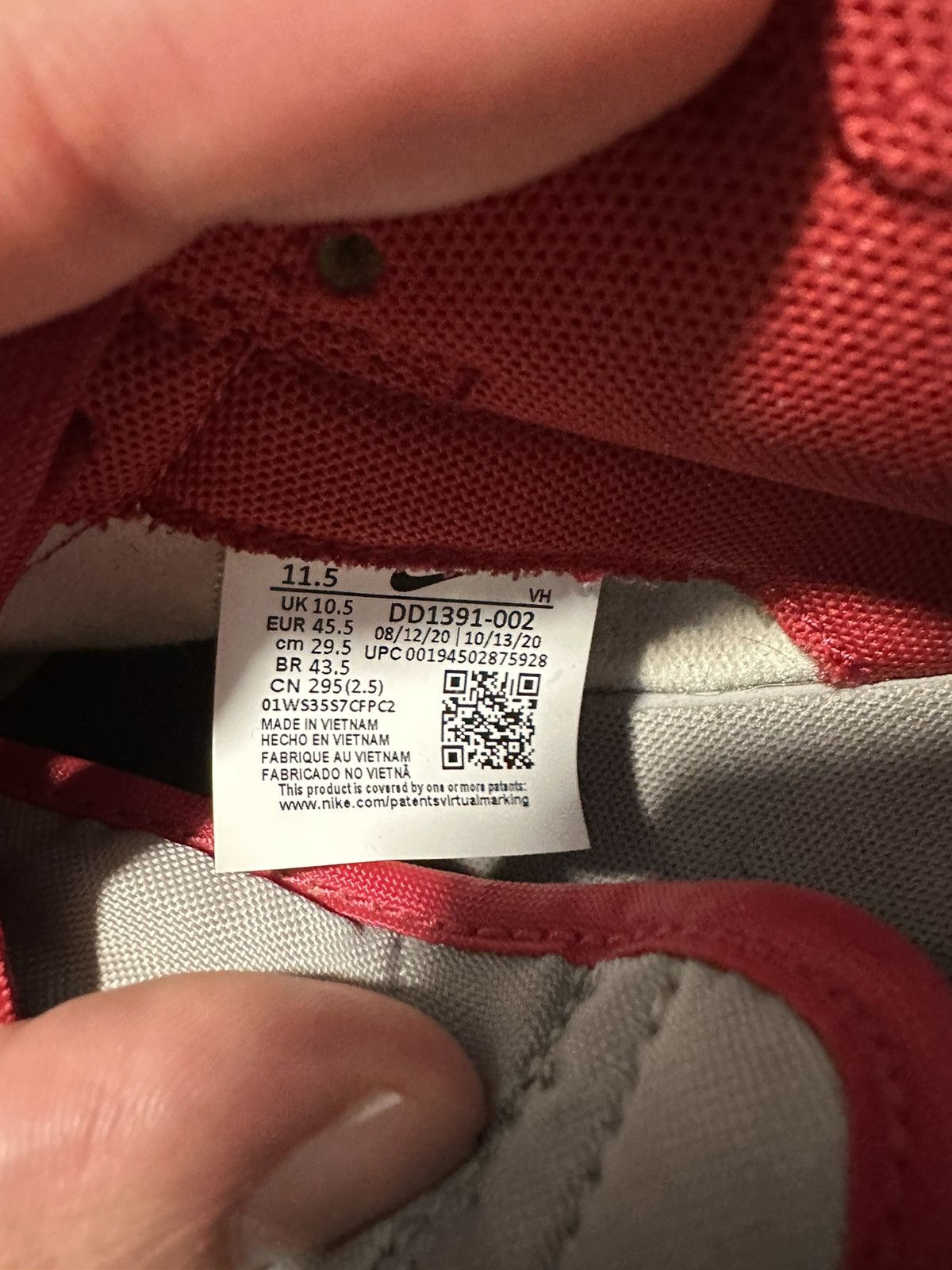 Nike Nike Dunk Low UNLV Size US 11.5 / EU 44-45 - 6 Thumbnail