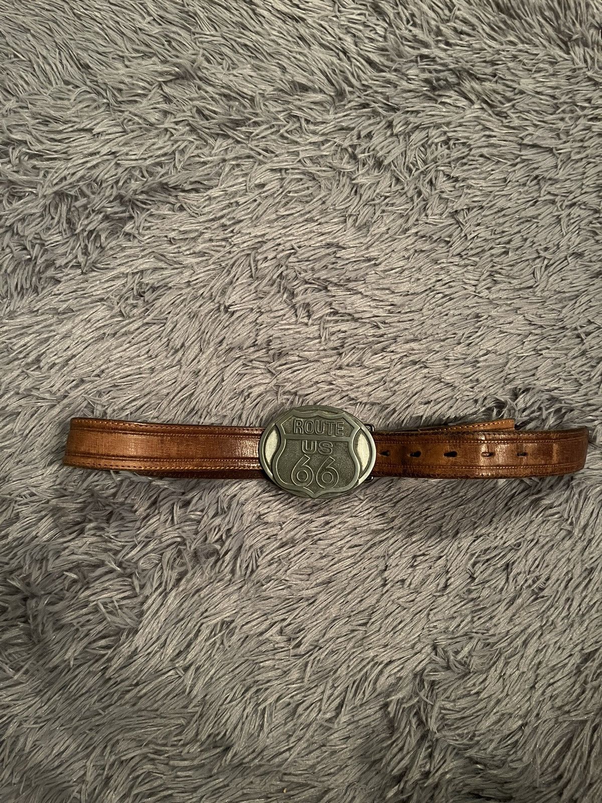 Cowboy Equipment × Vintage Route 66 made in USA 90s vintage biker leather belt 96cm Size 32 - 1 Thumbnail